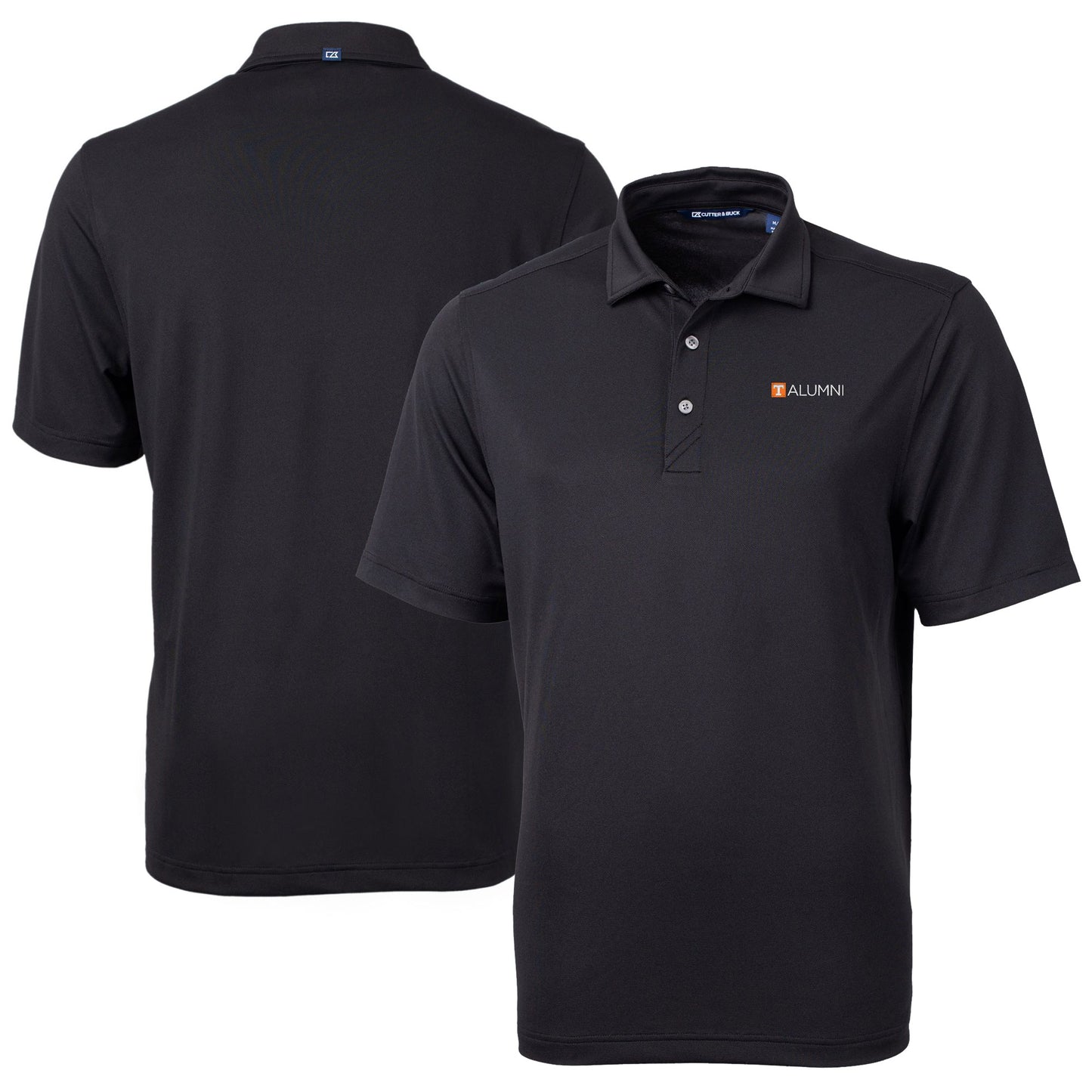 Men's Cutter & Buck Black Tennessee Volunteers Alumni Logo Virtue Eco Pique Recycled Polo