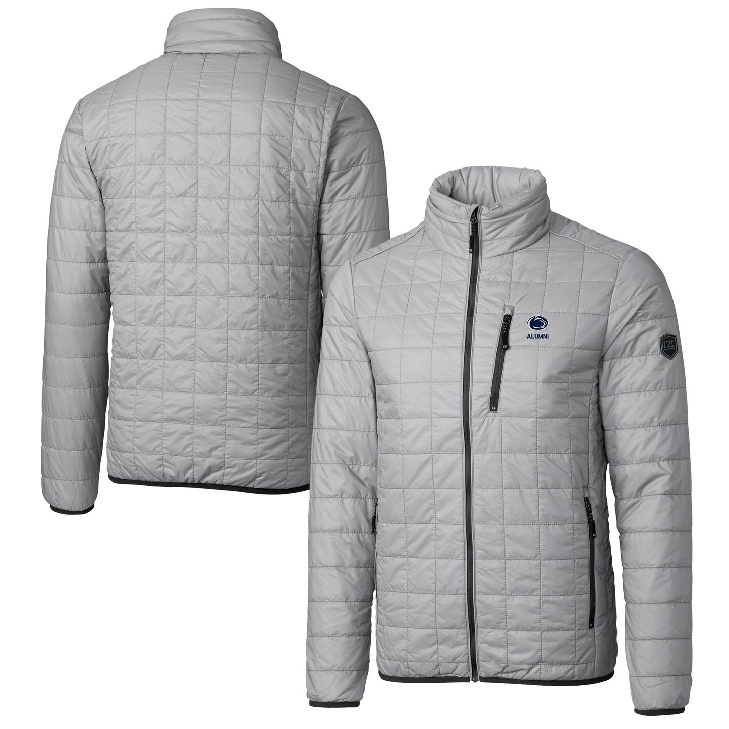 Men's Cutter & Buck Gray Penn State Nittany Lions Alumni Logo Rainier PrimaLoft Eco Insulated Full-Zip Puffer Vest