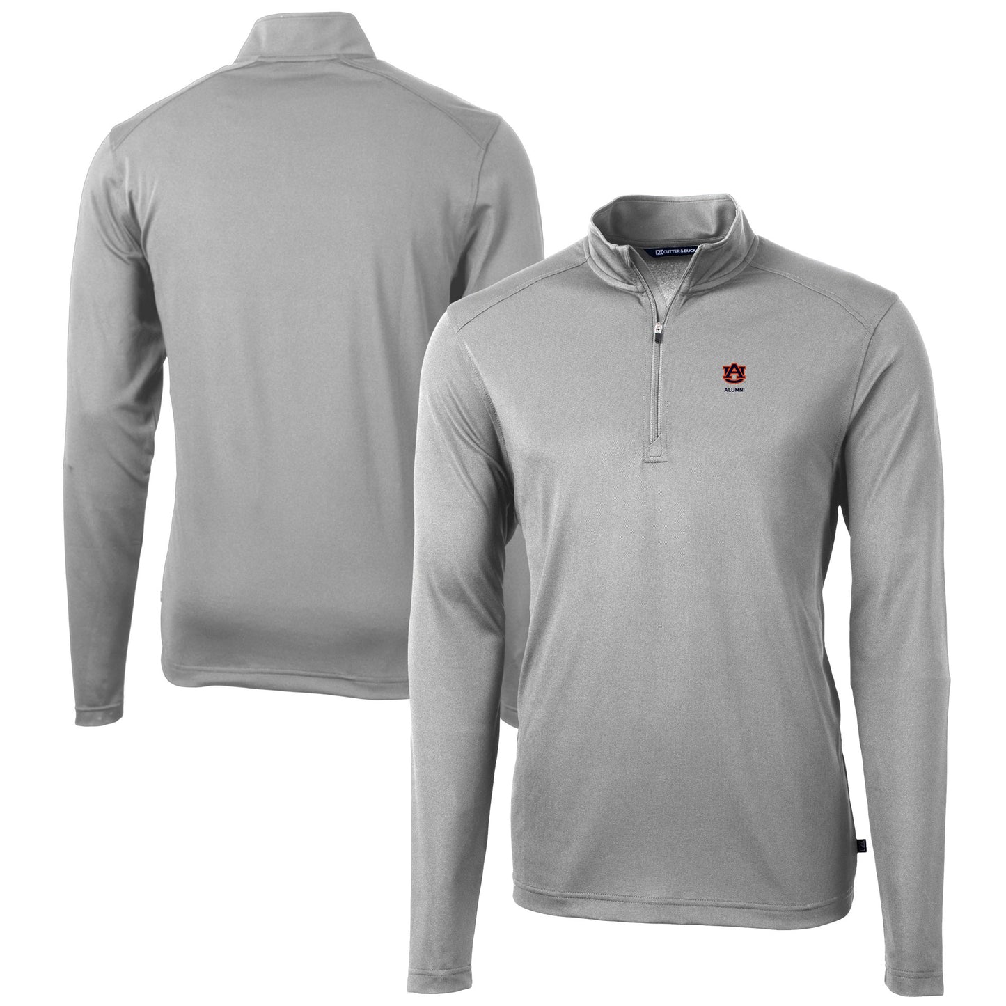Men's Cutter & Buck Gray Auburn Tigers Virtue Eco Pique Recycled Quarter-Zip Pullover Top