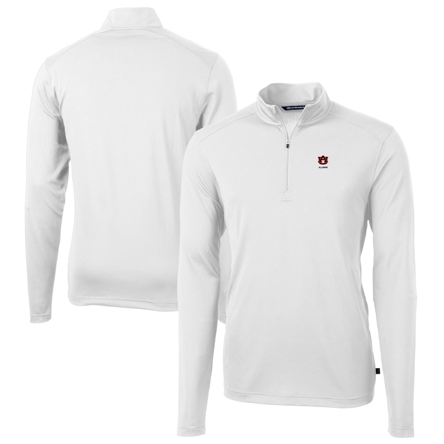 Men's Cutter & Buck White Auburn Tigers Virtue Eco Pique Recycled Quarter-Zip Pullover Top