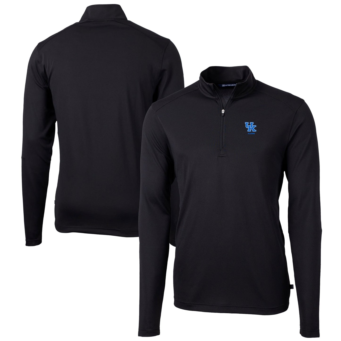 Men's Cutter & Buck Black Kentucky Wildcats Alumni Logo Virtue Eco Pique Recycled Quarter-Zip Pullover Top