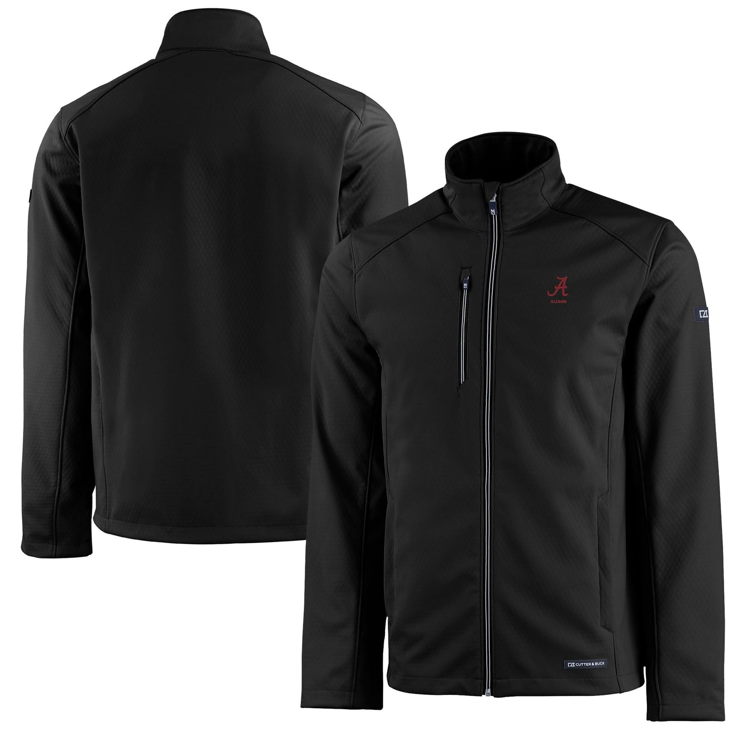 Men's Cutter & Buck Black Alabama Crimson Tide Alumni Logo Evoke Eco Softshell Recycled Full-Zip Jacket