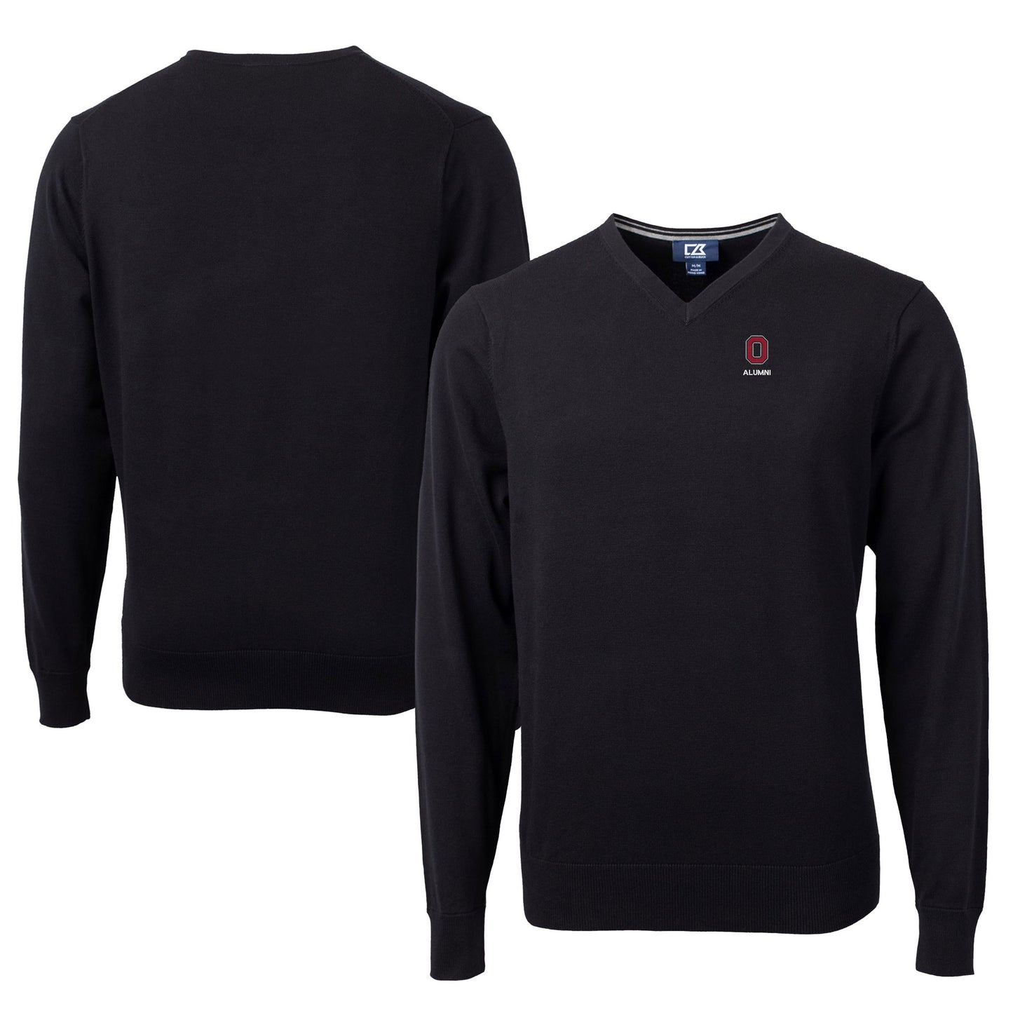 Men's Cutter & Buck Black Ohio State Buckeyes Alumni Logo Lakemont Tri-Blend V-Neck Pullover Sweater
