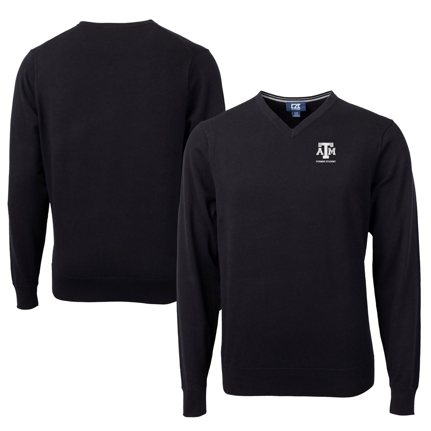 Men's Cutter & Buck Black Texas A&M Aggies Alumni Logo Lakemont Tri-Blend V-Neck Pullover Sweater