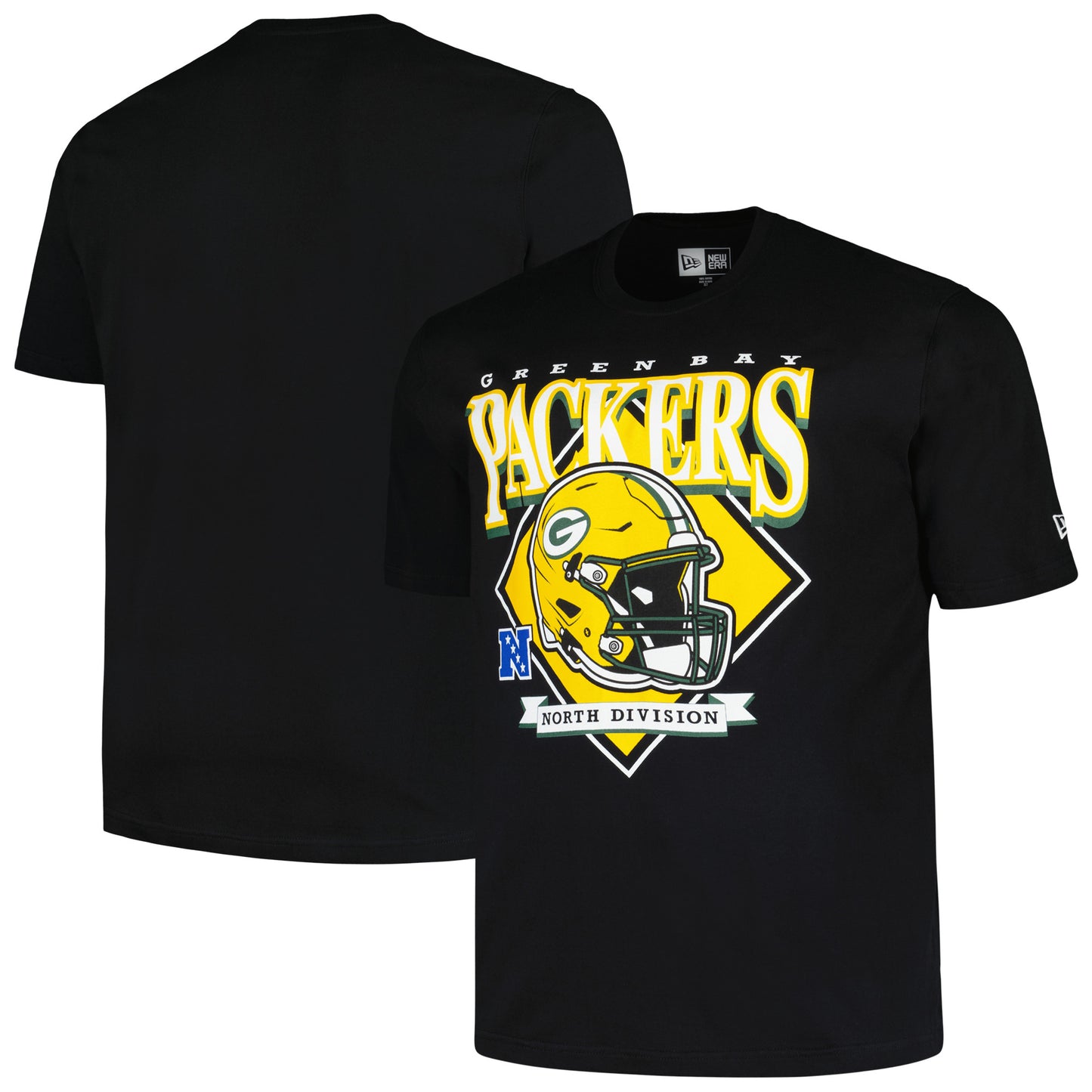 Men's New Era Black Green Bay Packers Big & Tall Helmet T-Shirt