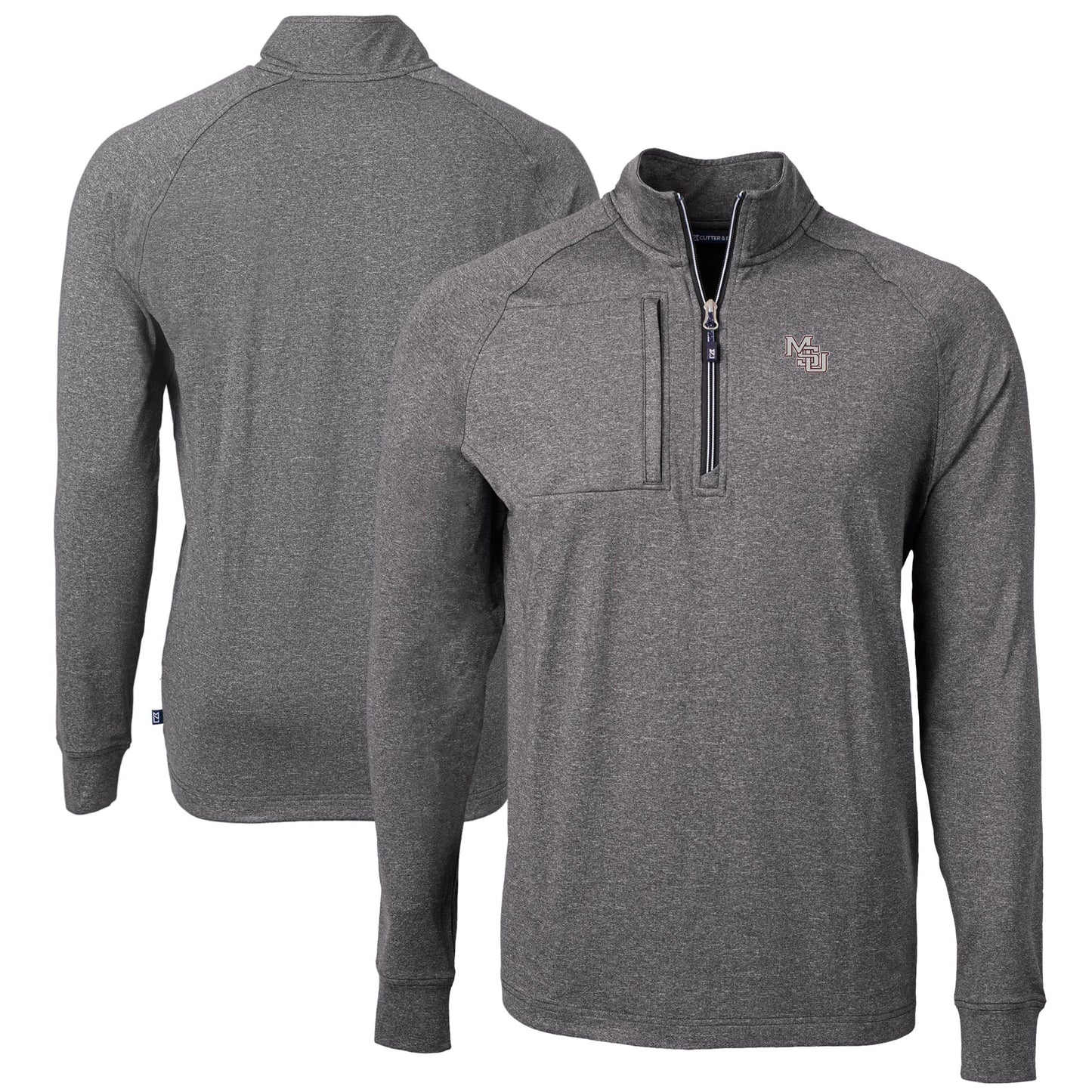 Men's Cutter & Buck Heather Black Mississippi State Bulldogs Vault Logo Adapt Eco Knit Heather Recycled Quarter-Zip Pullover Top