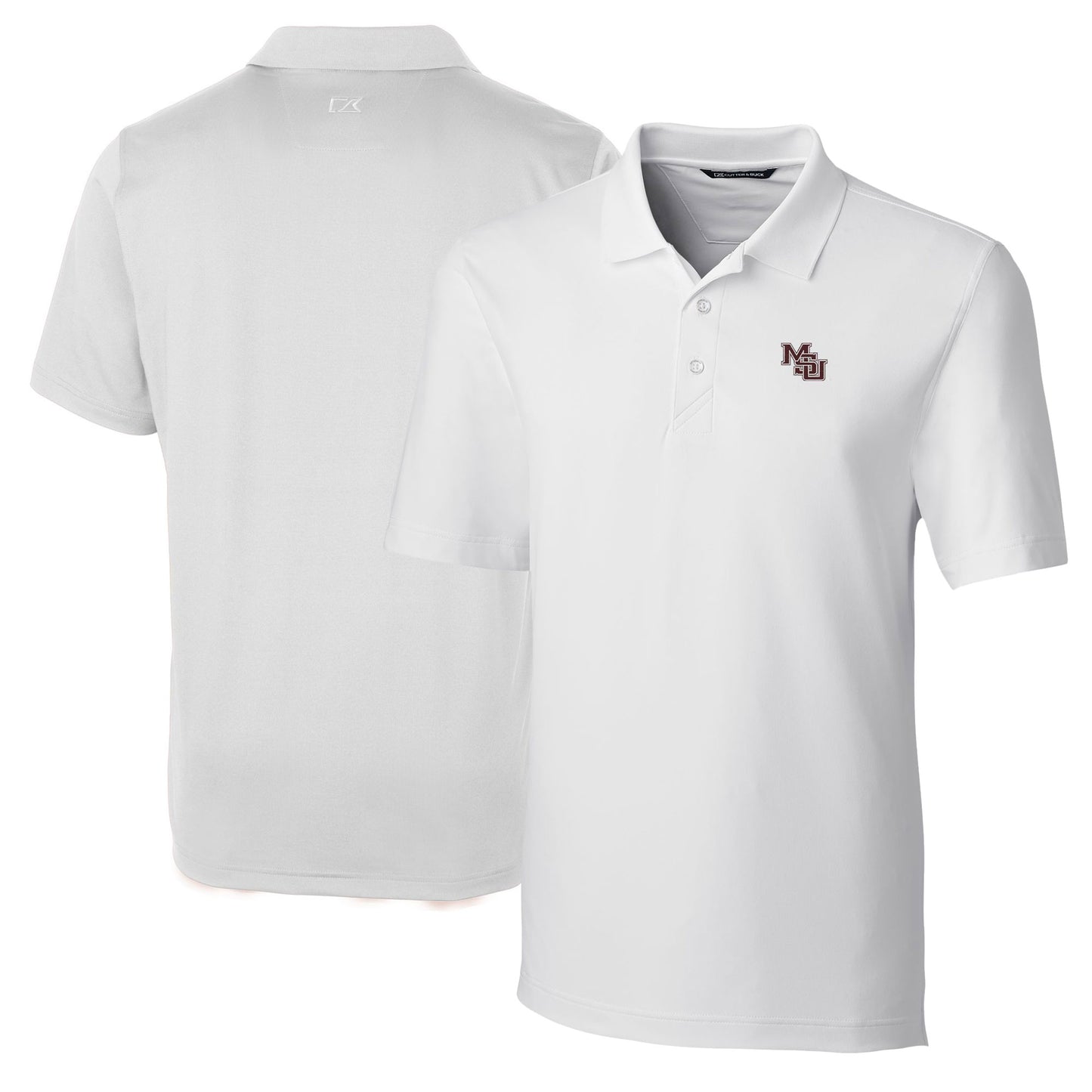 Men's Cutter & Buck White Mississippi State Bulldogs Vault Forge Stretch Polo