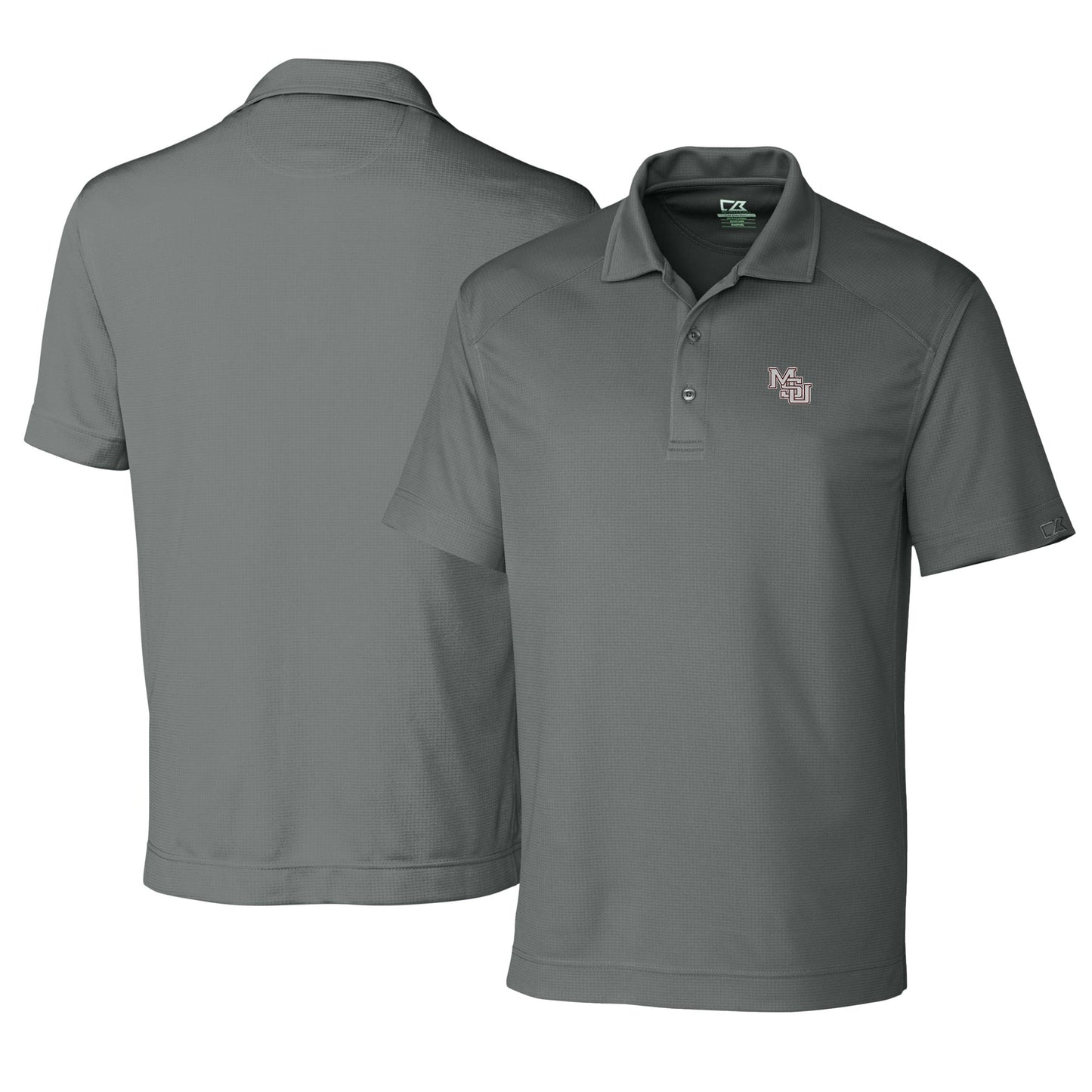 Men's Cutter & Buck Gray Mississippi State Bulldogs Vault DryTec Genre Textured Polo