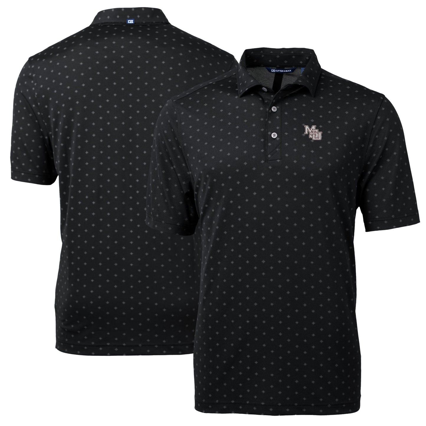 Men's Cutter & Buck Black Mississippi State Bulldogs Vault Virtue Eco Pique Tile Recycled Polo