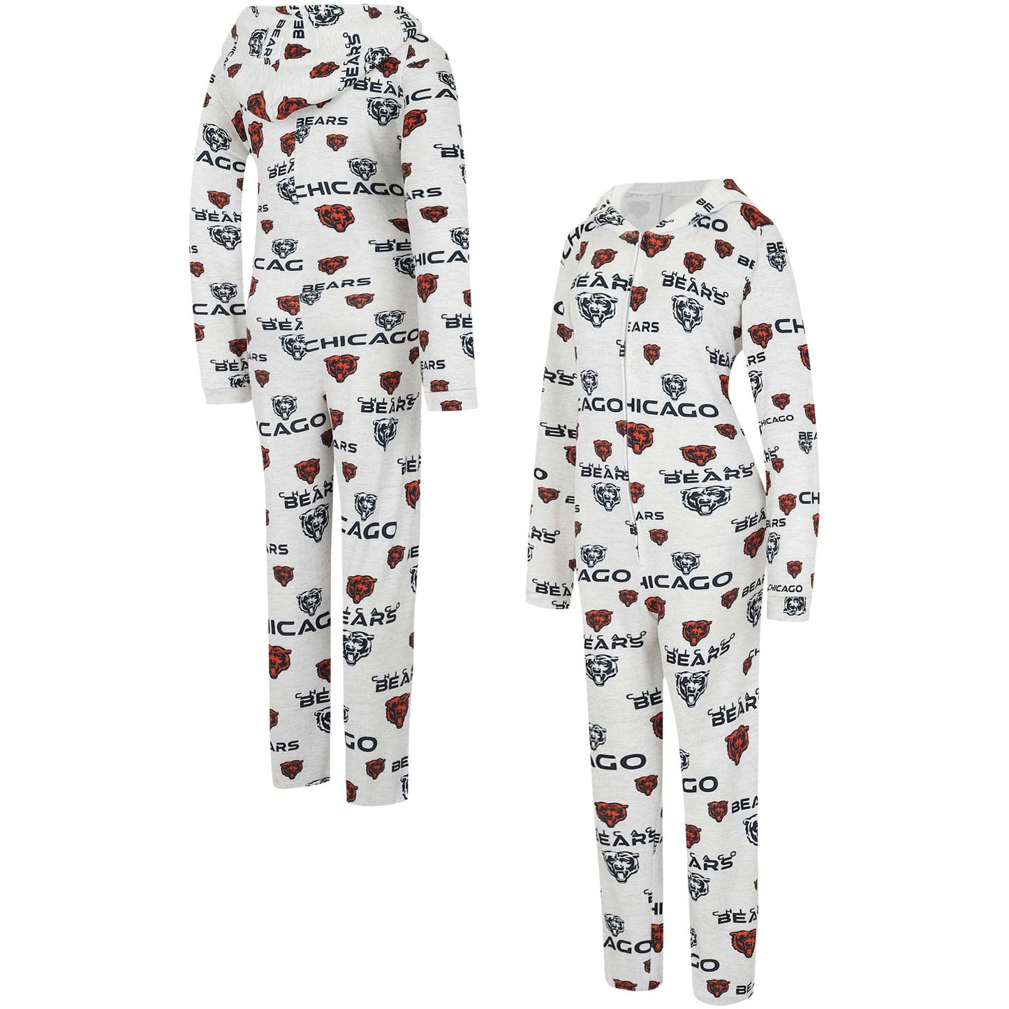 Women's Concepts Sport Cream Chicago Bears Docket Hoodie Full-Zip Union Suit