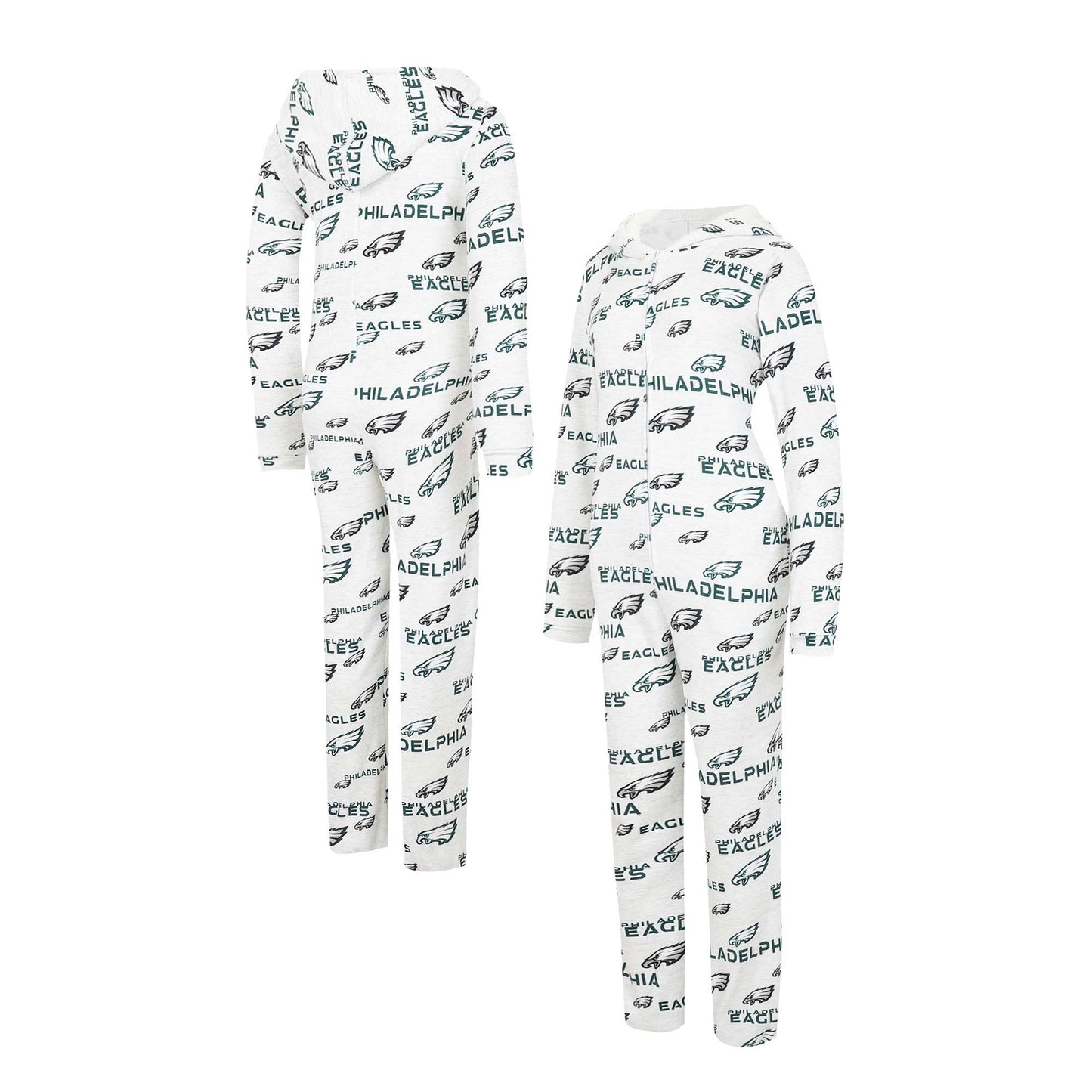 Women's Concepts Sport Cream Philadelphia Eagles Docket Hoodie Full-Zip Union Suit