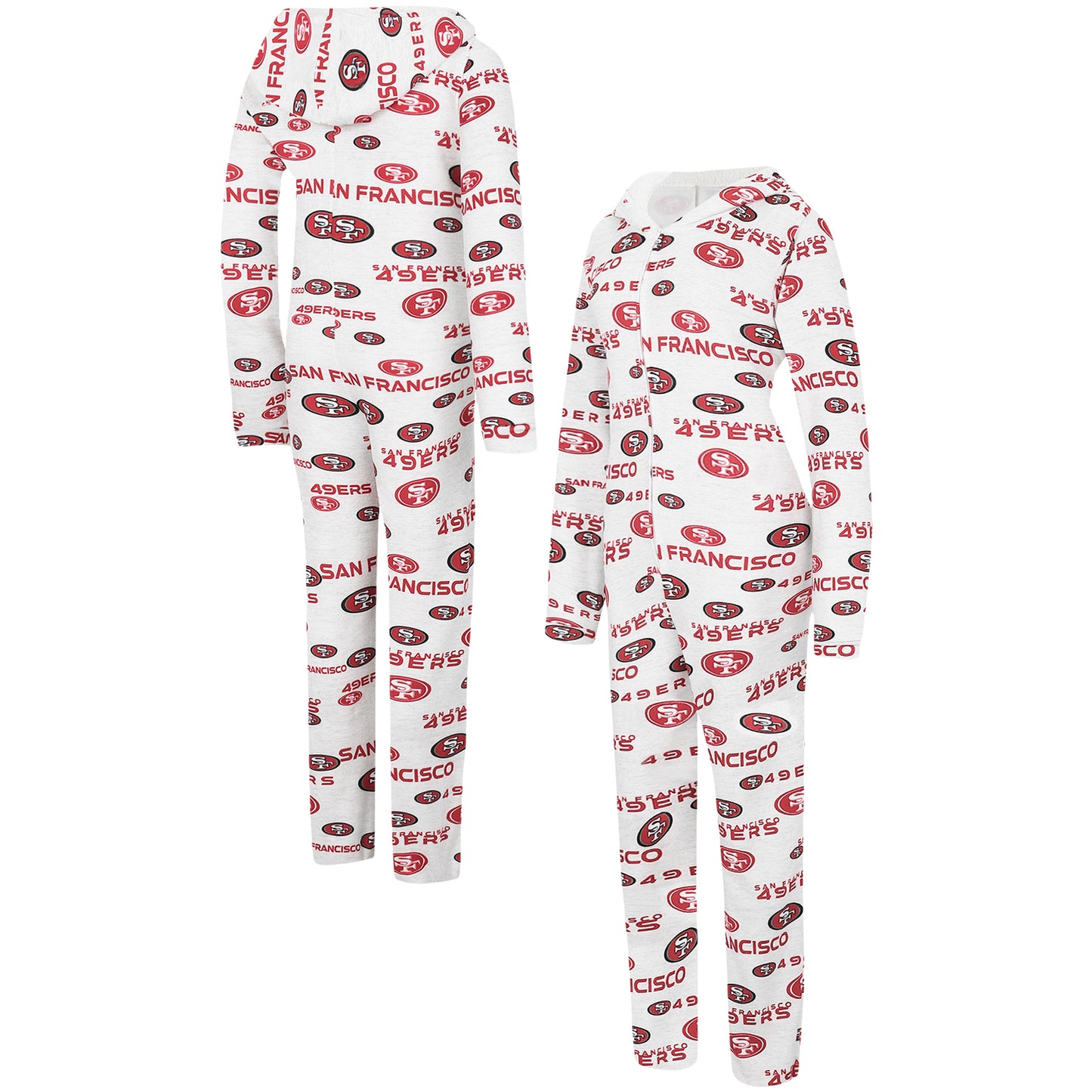 Women's Concepts Sport Cream San Francisco 49ers Docket Hoodie Full-Zip Union Suit