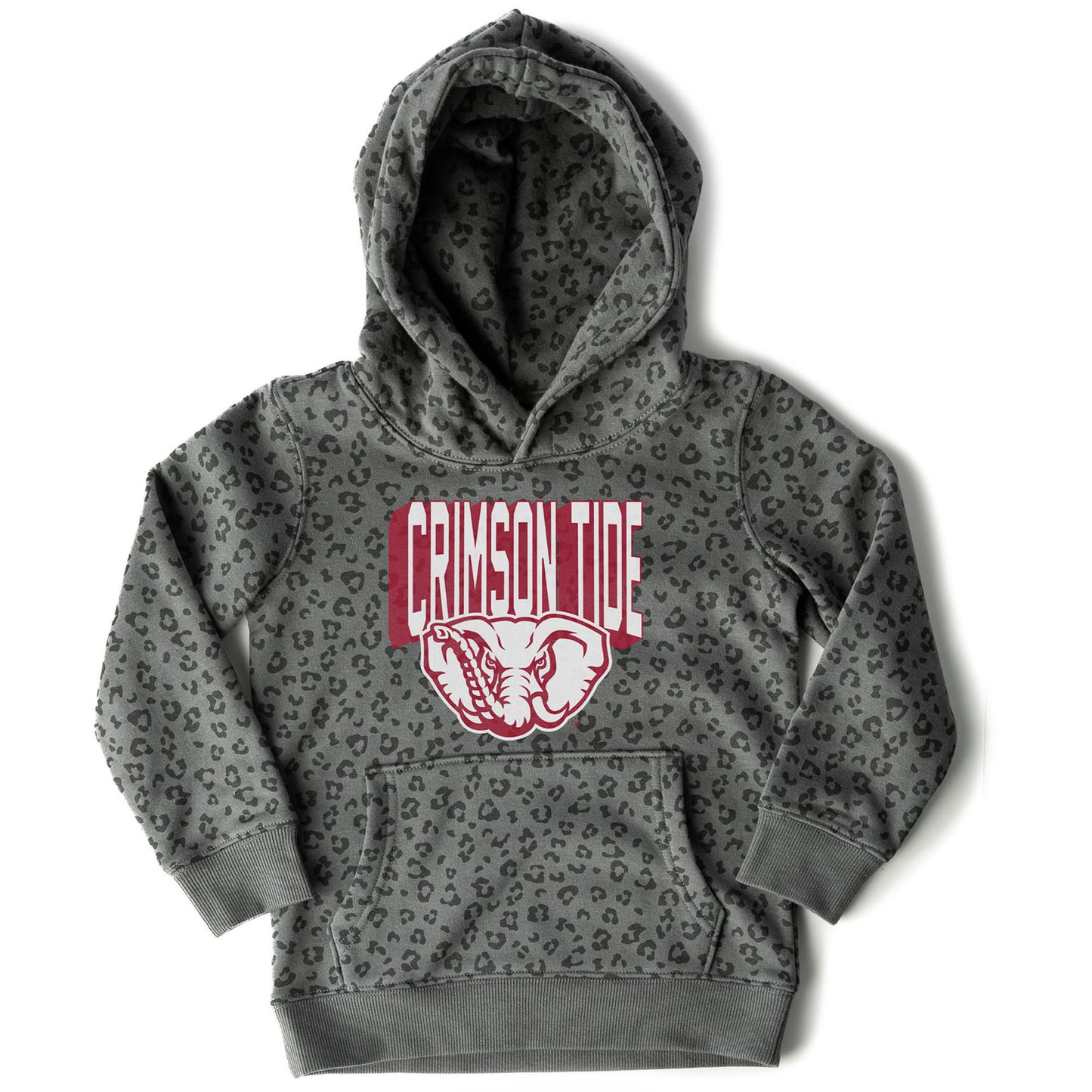 Girls Youth Gameday Couture Black Alabama Crimson Tide Running Wild Leopard Print Pullover Hoodie
