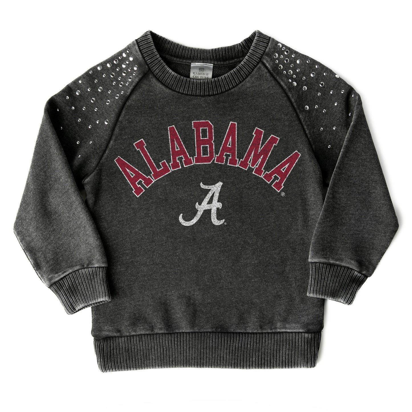 Girls Youth Gameday Couture Charcoal Alabama Crimson Tide Don't Blink Studded Long Sleeve T-Shirt