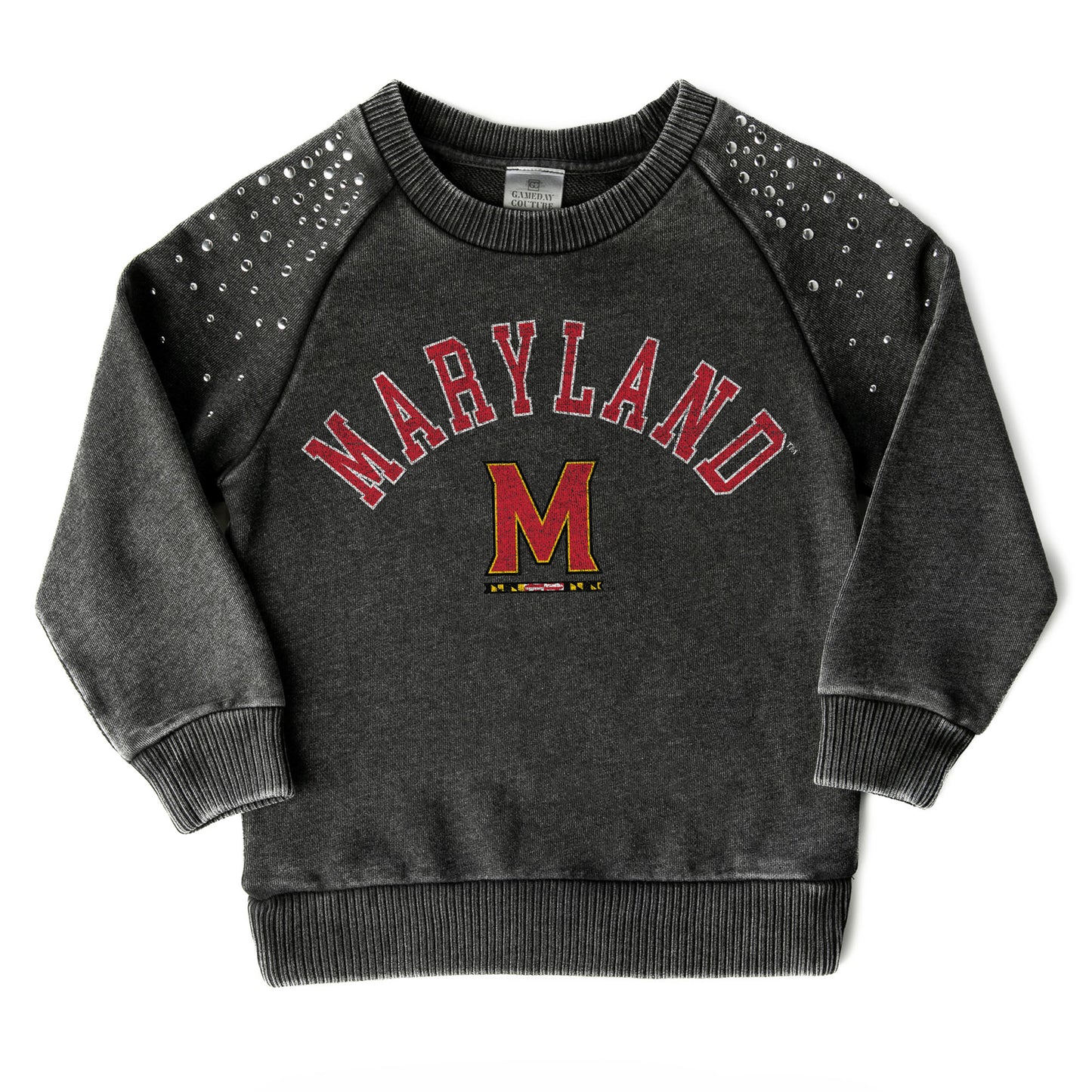 Girls Youth Gameday Couture Charcoal Maryland Terrapins Don't Blink Studded Long Sleeve T-Shirt