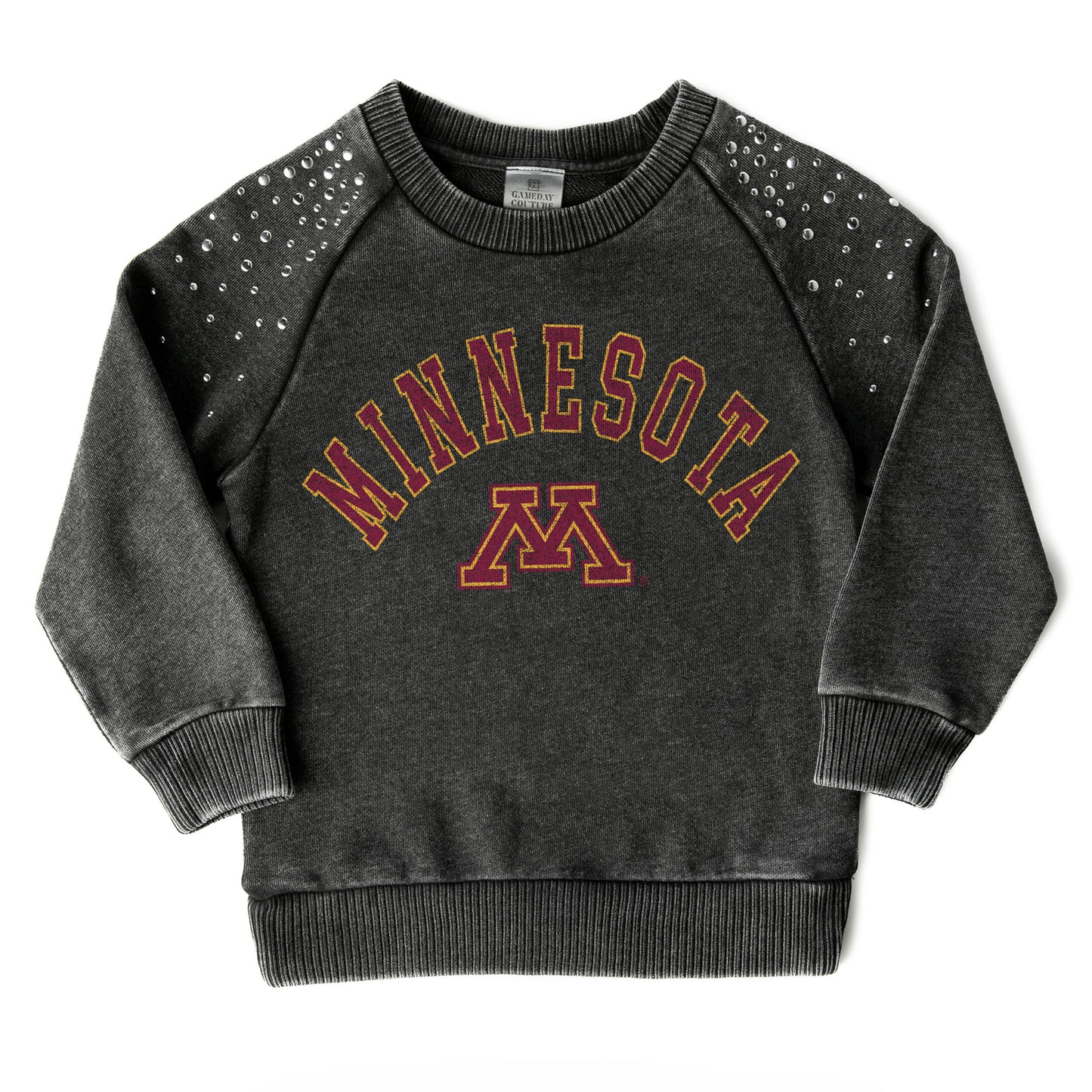 Girls Youth Gameday Couture Charcoal Minnesota Golden Gophers Don't Blink Studded Long Sleeve T-Shirt