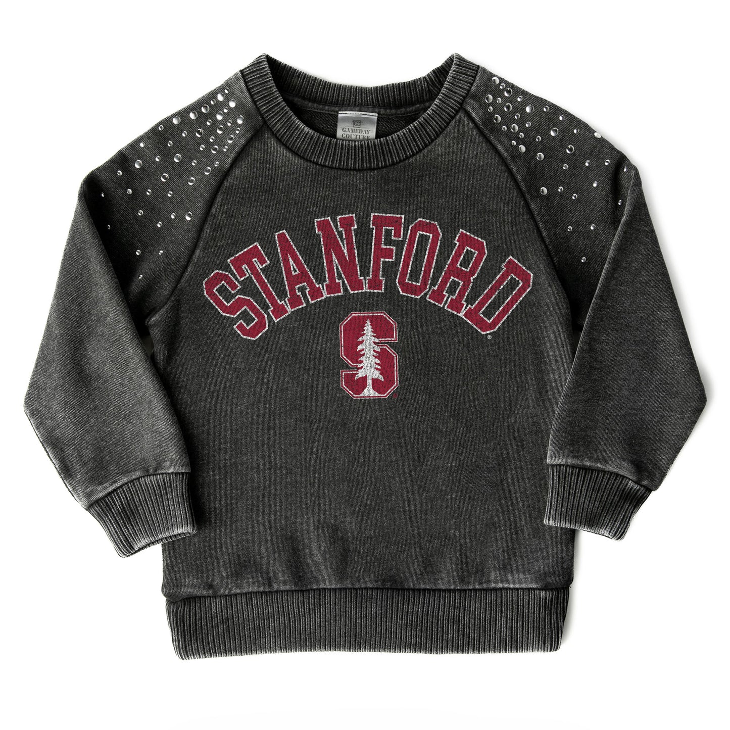 Girls Youth Gameday Couture Charcoal Stanford Cardinal Don't Blink Studded Long Sleeve T-Shirt