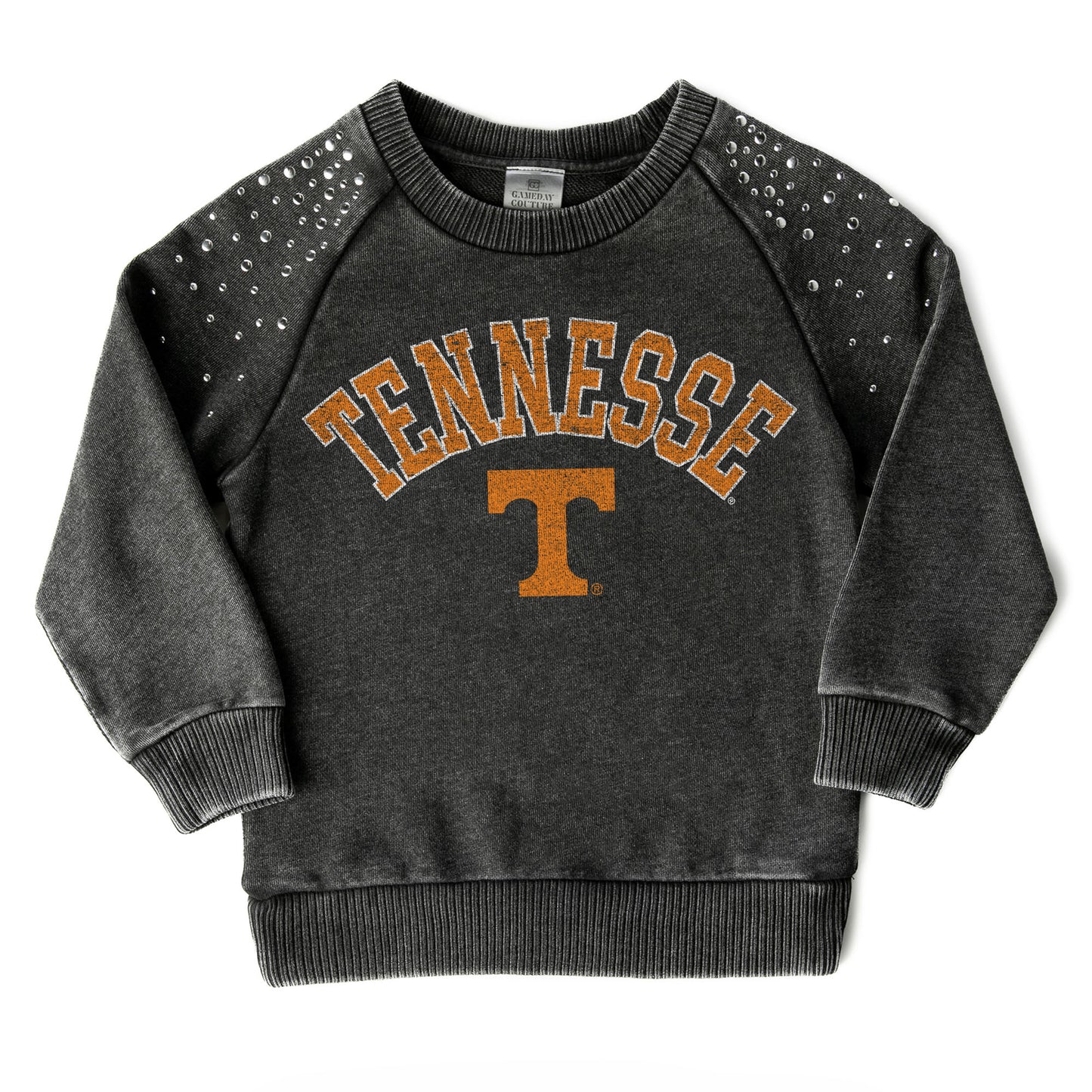 Girls Youth Gameday Couture Charcoal Tennessee Volunteers Don't Blink Studded Long Sleeve T-Shirt