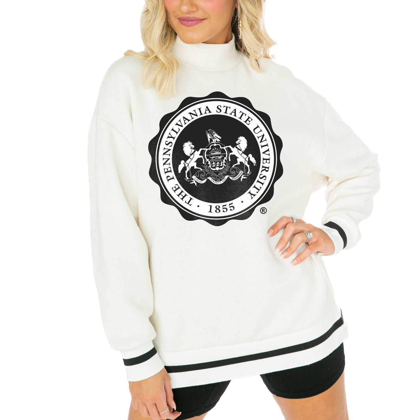 Women's Gameday Couture White Penn State Nittany Lions Mock Neck Power Play Pullover Sweatshirt