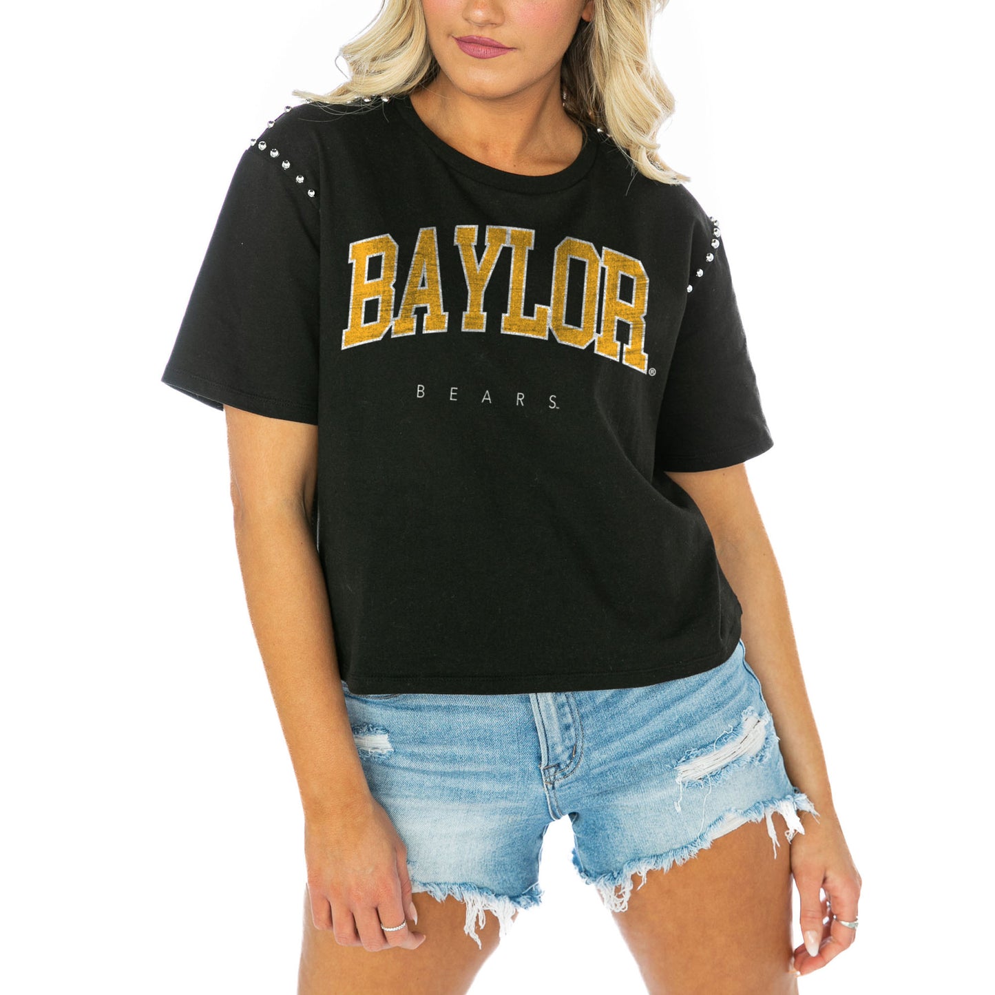 Women's Gameday Couture Black Baylor Bears After Party Cropped T-Shirt