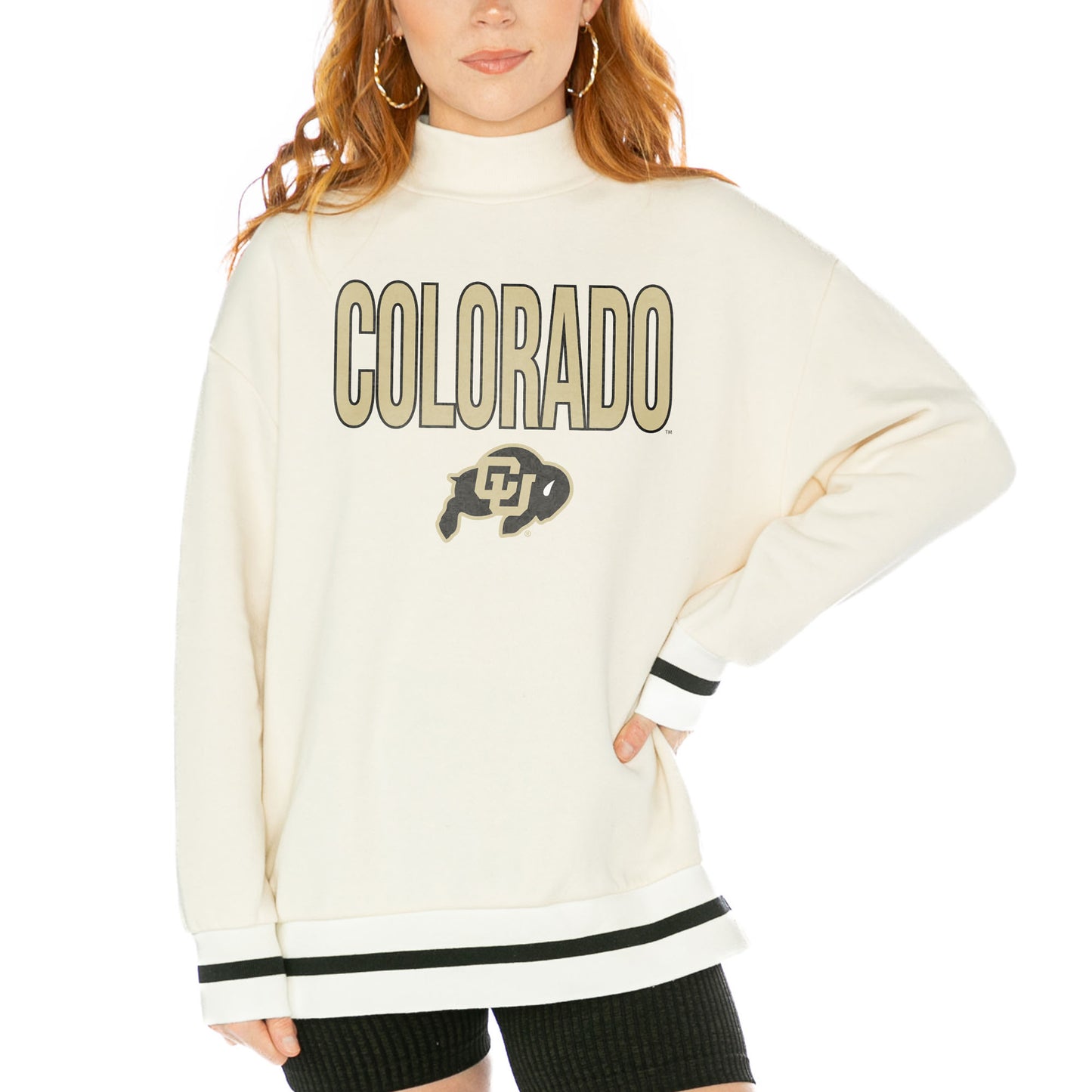 Women's Gameday Couture White Colorado Buffaloes Mock Neck Force Pullover Sweatshirt