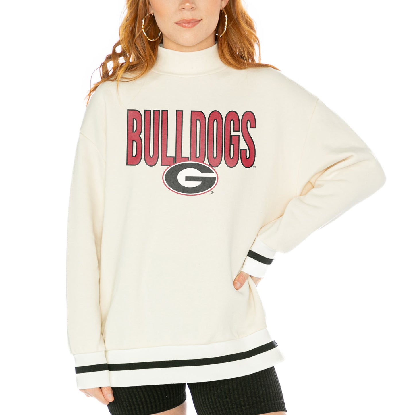 Women's Gameday Couture White Georgia Bulldogs Mock Neck Force Pullover Sweatshirt
