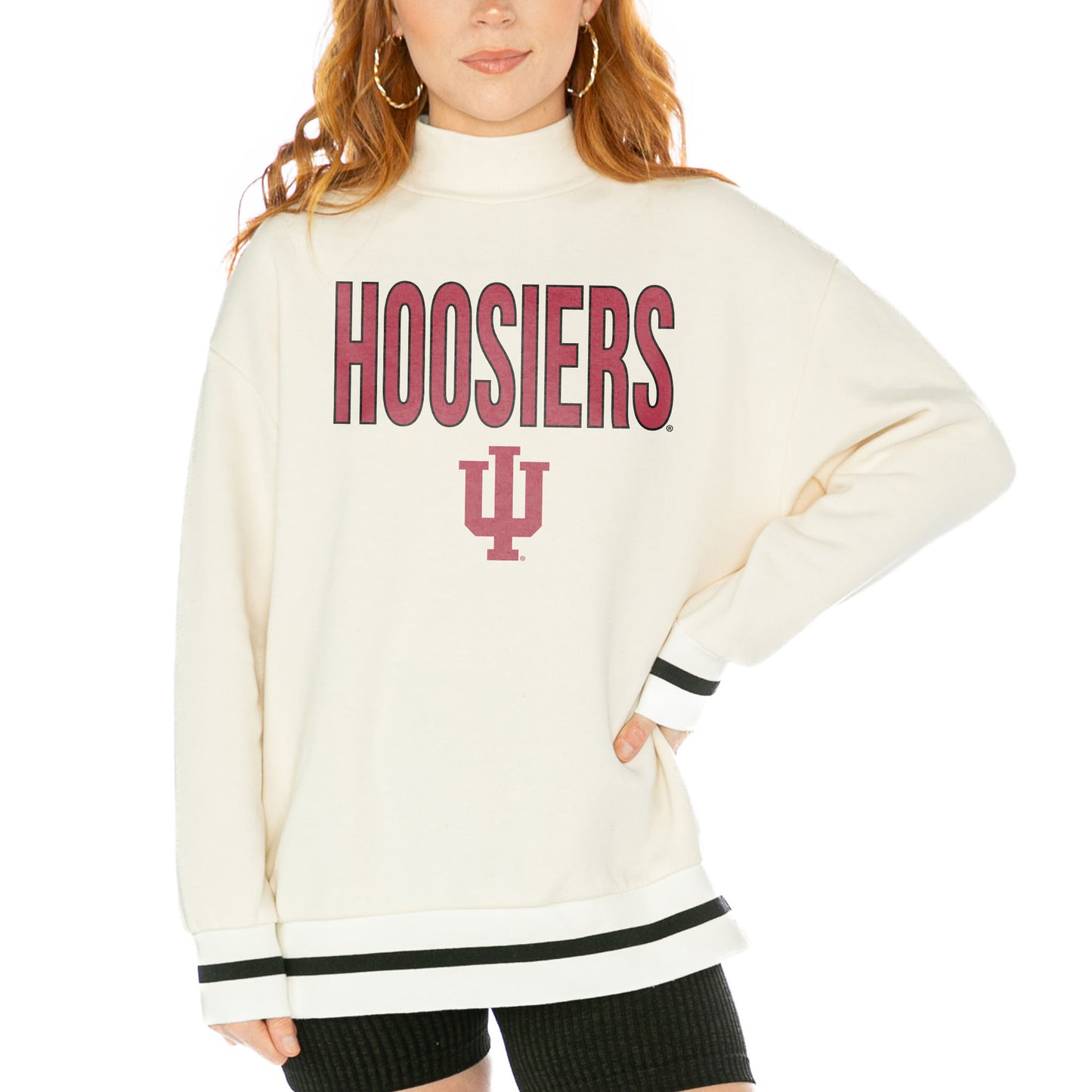 Women's Gameday Couture White Indiana Hoosiers Mock Neck Force Pullover Sweatshirt