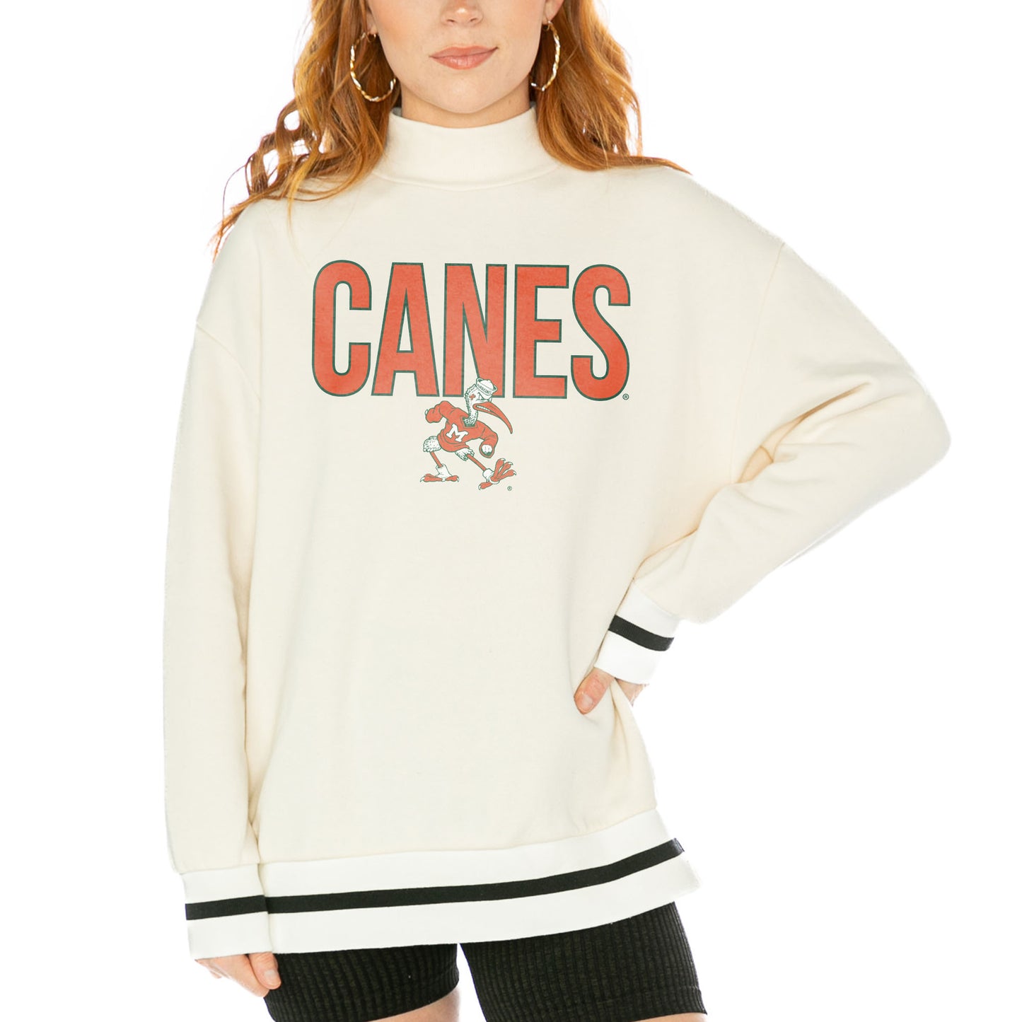 Women's Gameday Couture White Miami Hurricanes Mock Neck Force Pullover Sweatshirt