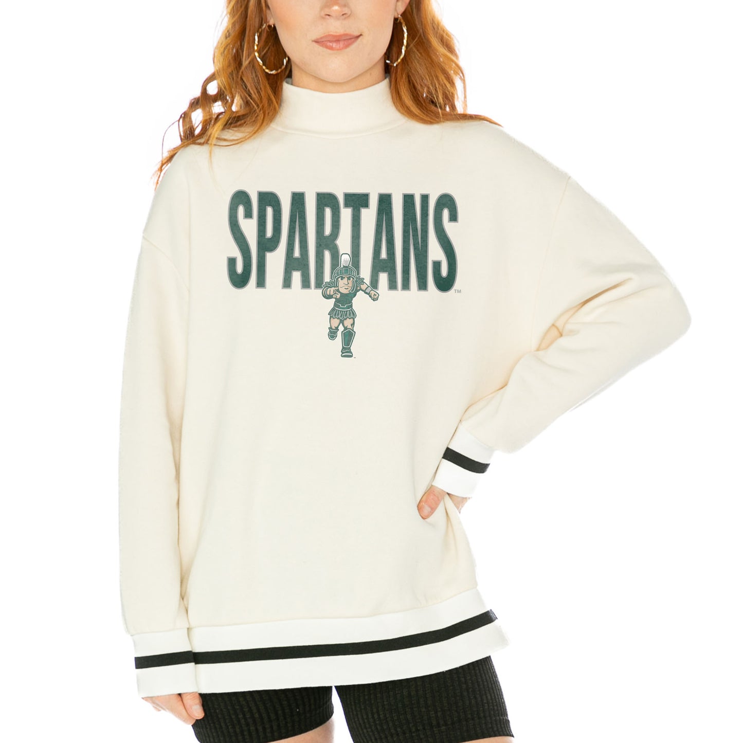 Women's Gameday Couture White Michigan State Spartans Mock Neck Force Pullover Sweatshirt