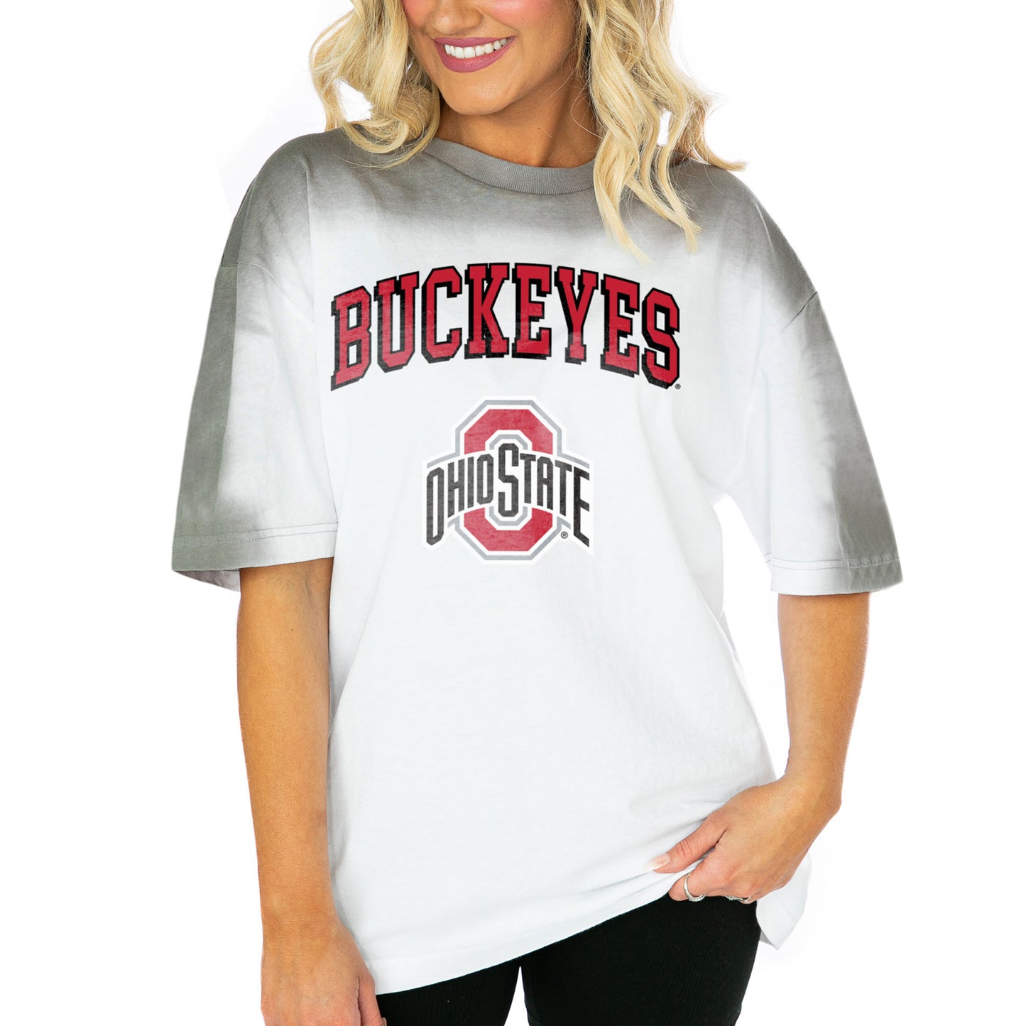 Women's Gameday Couture White Ohio State Buckeyes Interception Oversized T-Shirt