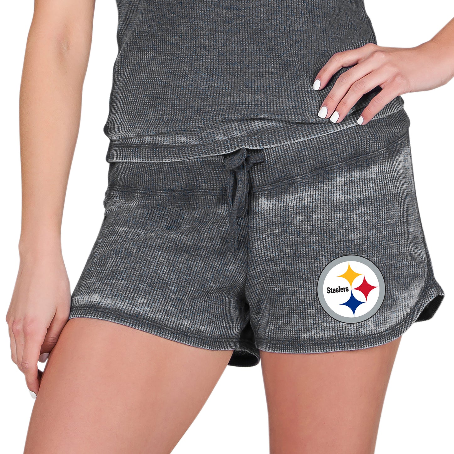Women's Concepts Sport Charcoal Pittsburgh Steelers Resurgence Waffle Knit Shorts