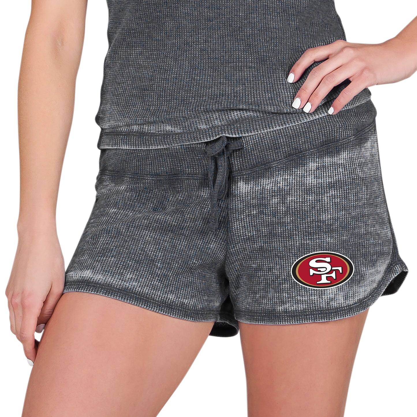 Women's Concepts Sport Charcoal San Francisco 49ers Resurgence Waffle Knit Shorts