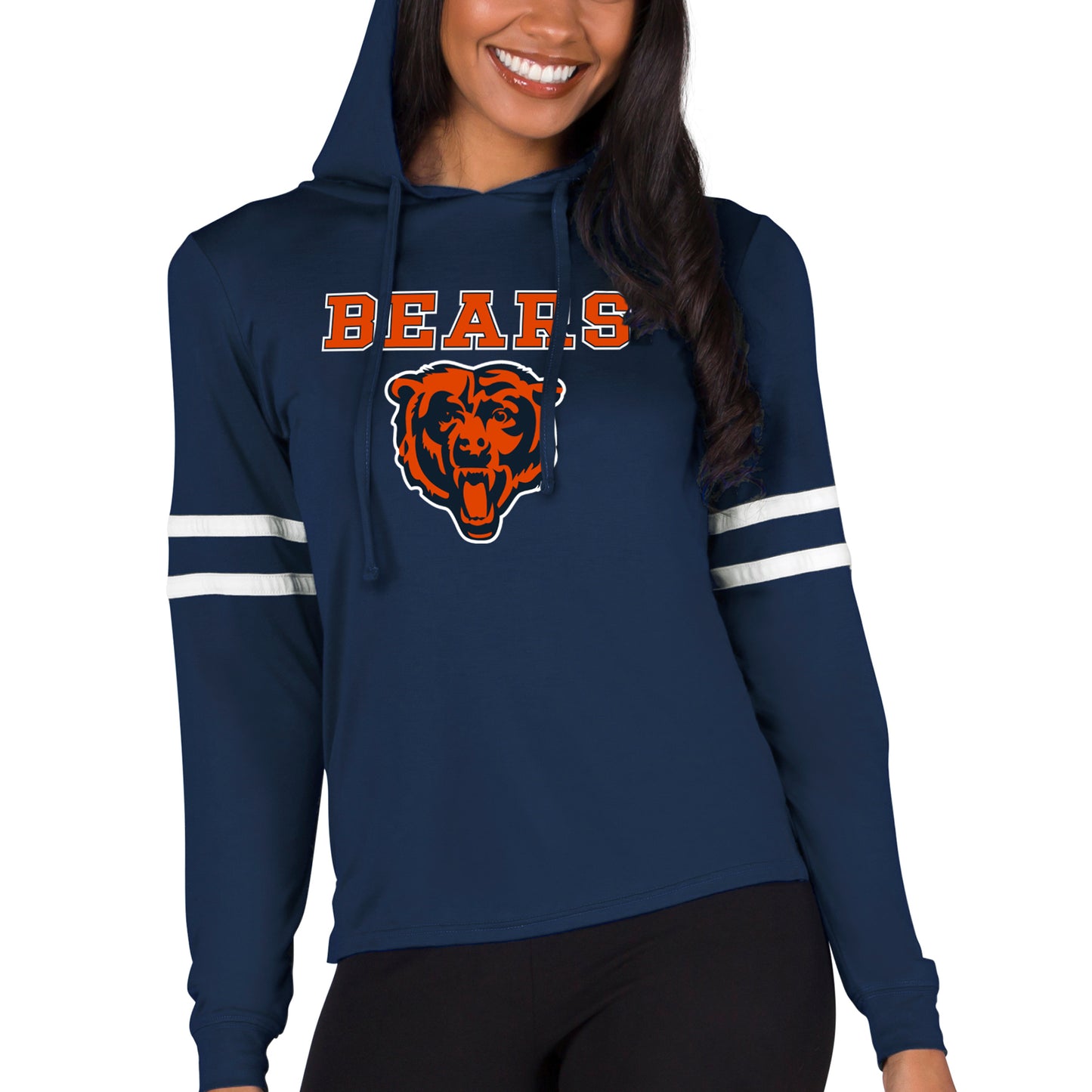 Women's Concepts Sport Navy Chicago Bears Marathon Lightweight Lounge Pullover Hoodie
