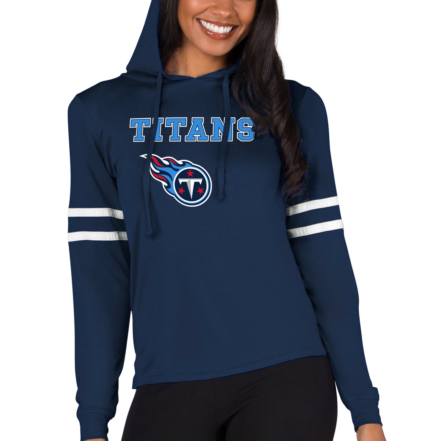 Women's Concepts Sport Navy Tennessee Titans Marathon Lightweight Lounge Pullover Hoodie