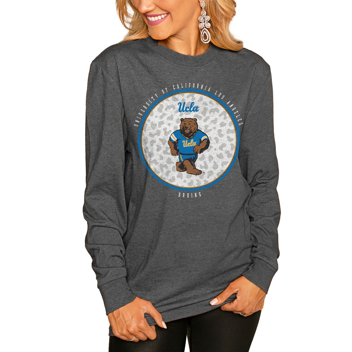 Women's Gameday Couture Charcoal UCLA Bruins Circle Graphic Fitted Long Sleeve T-Shirt