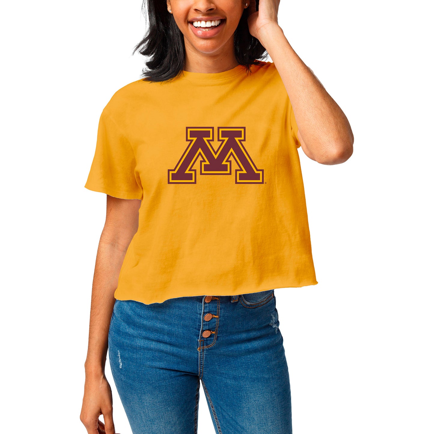 Women's League Collegiate Wear Gold Minnesota Golden Gophers Clothesline Cropped T-Shirt