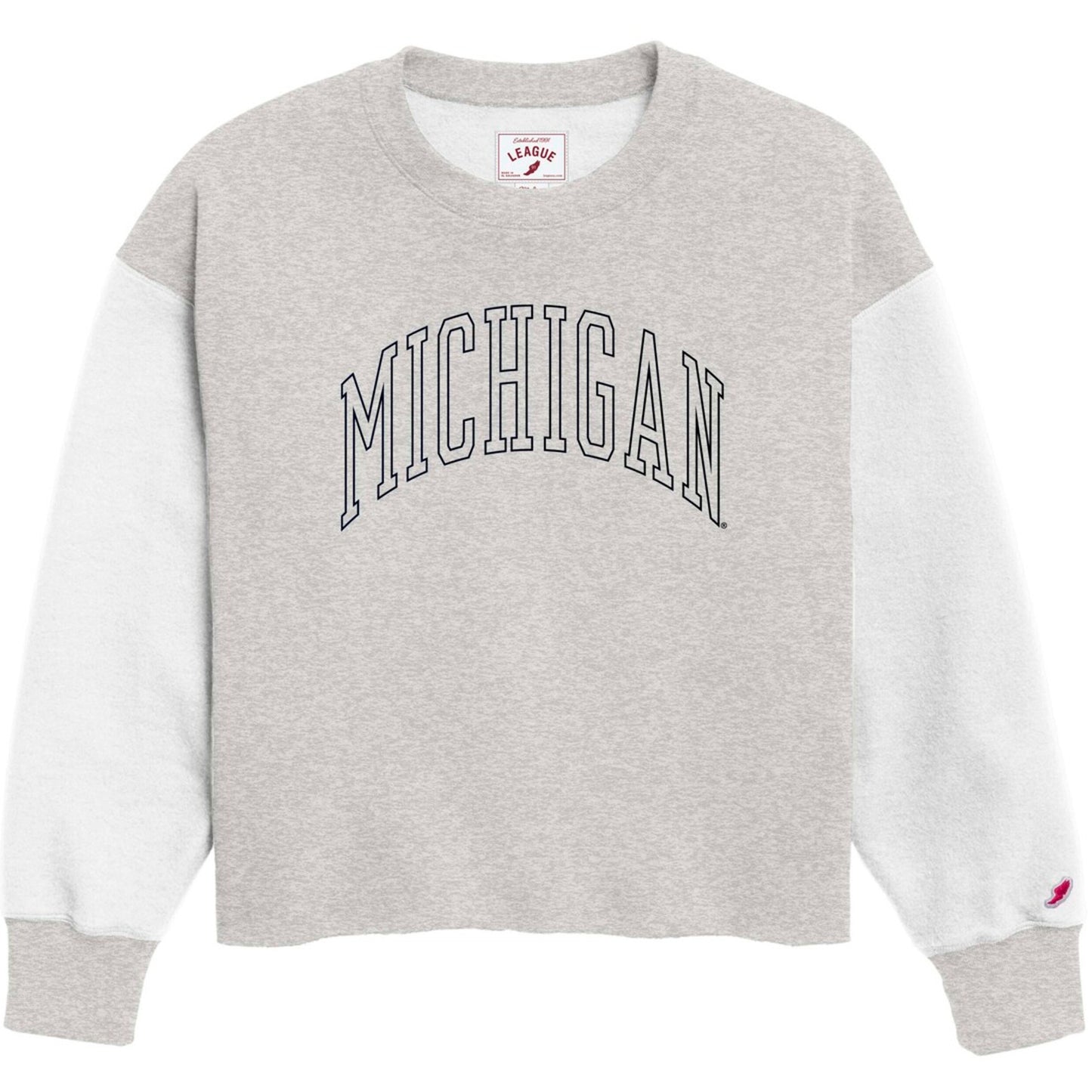 Women's League Collegiate Wear Gray Michigan Wolverines Reverse Fleece Cropped Pullover Sweatshirt