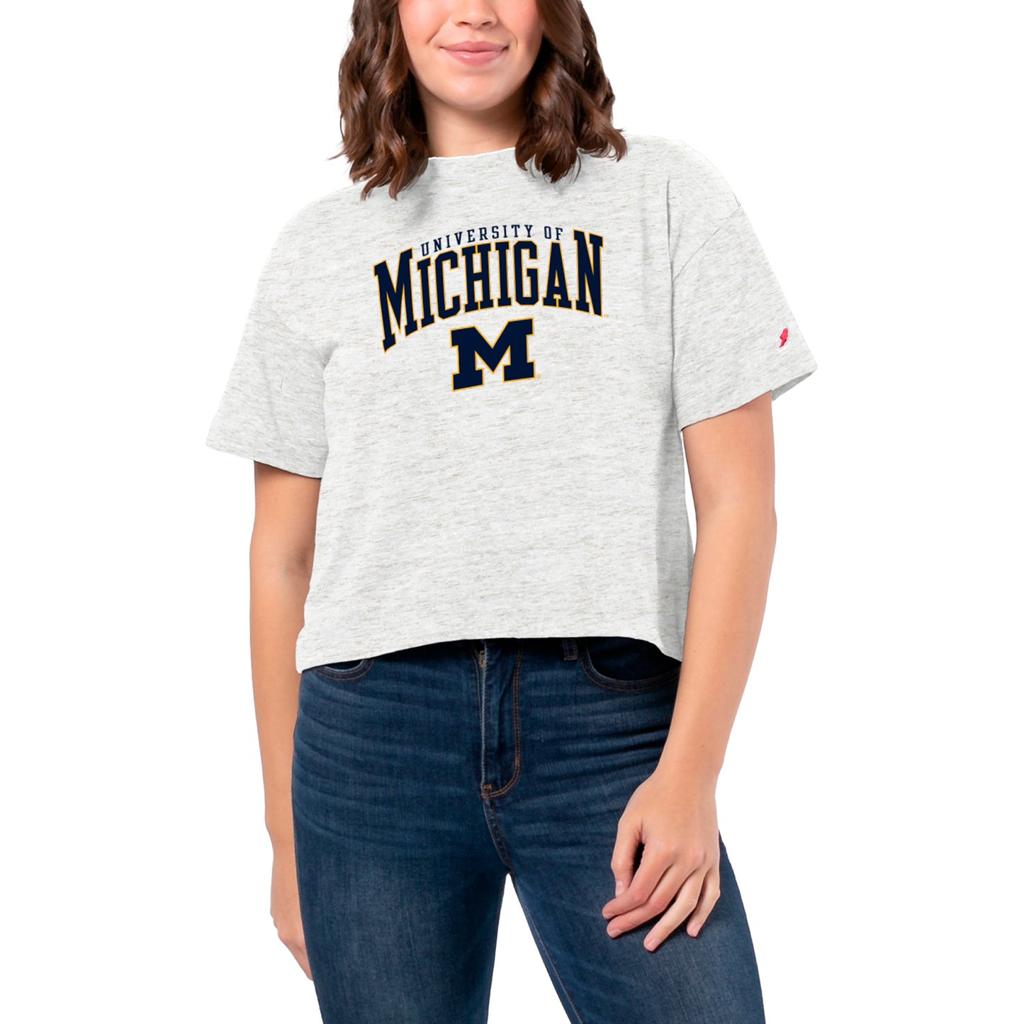 Women's League Collegiate Wear White Michigan Wolverines Intramural Midi Tri-Blend T-Shirt