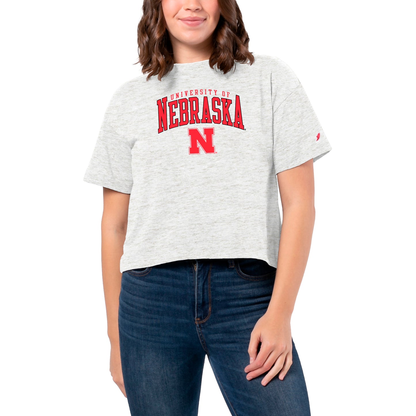 Women's League Collegiate Wear White Nebraska Huskers Intramural Midi Tri-Blend T-Shirt