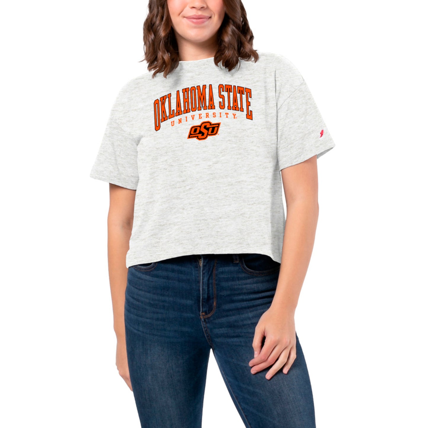 Women's League Collegiate Wear White Oklahoma State Cowboys Intramural Midi Tri-Blend T-Shirt