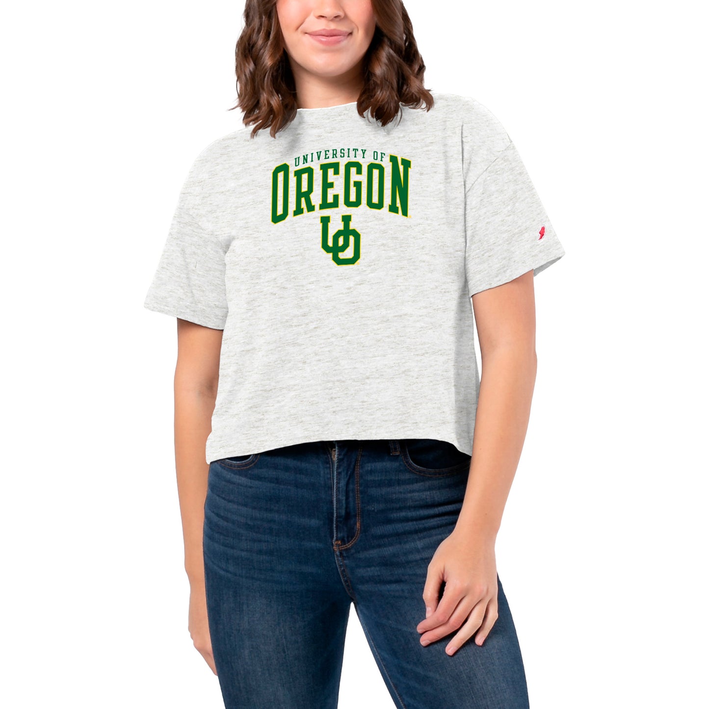 Women's League Collegiate Wear White Oregon Ducks Intramural Midi Tri-Blend T-Shirt