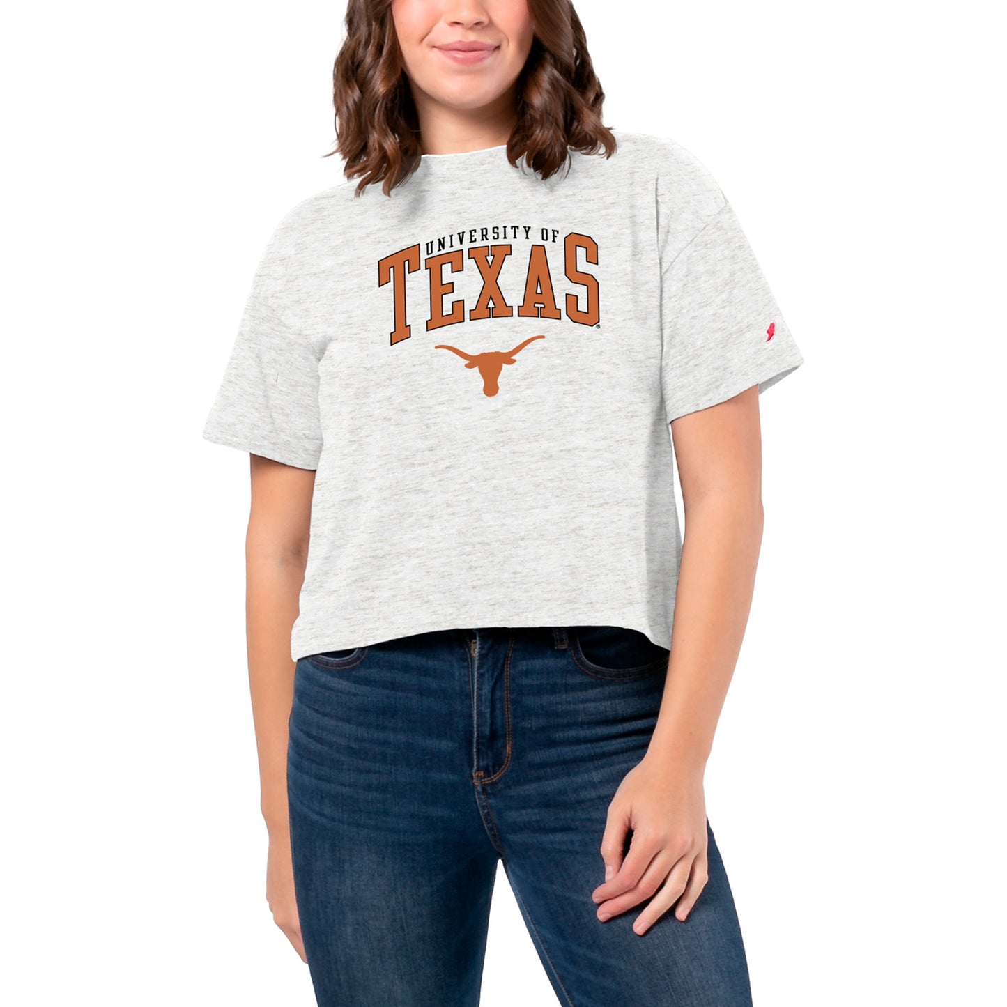 Women's League Collegiate Wear White Texas Longhorns Intramural Midi Tri-Blend T-Shirt