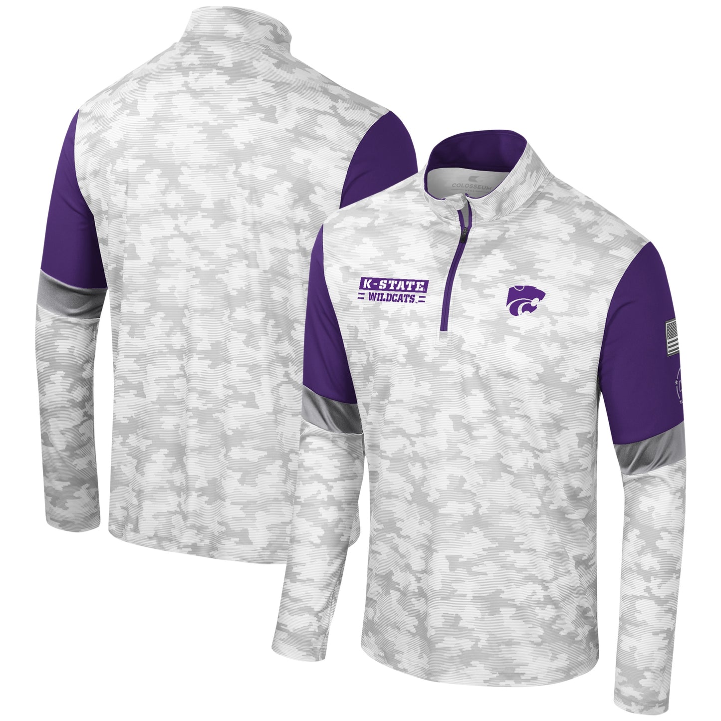 Men's Colosseum Camo Kansas State Wildcats OHT Military Appreciation Tomahawk Quarter-Zip Windshirt