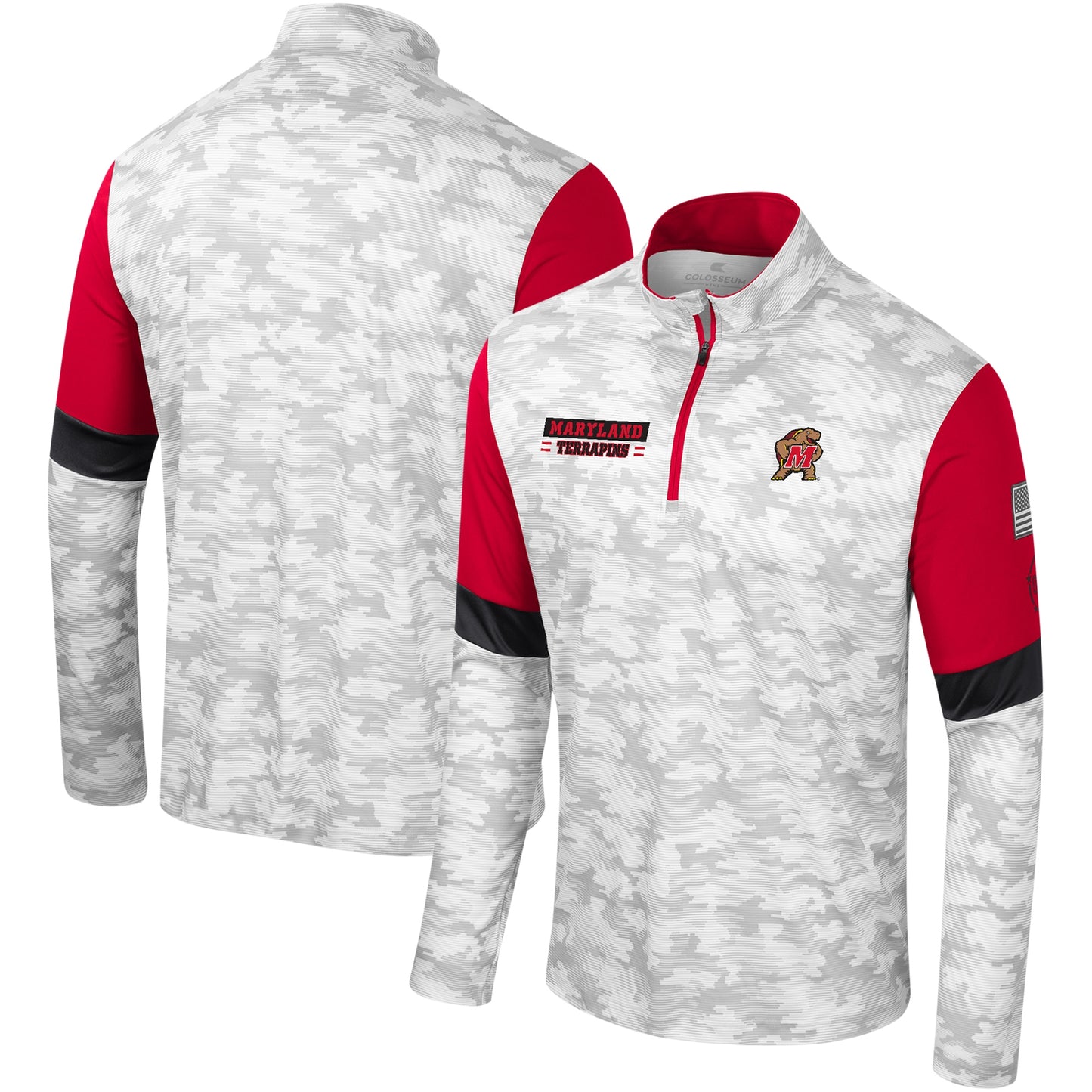 Men's Colosseum Camo Maryland Terrapins OHT Military Appreciation Tomahawk Quarter-Zip Windshirt