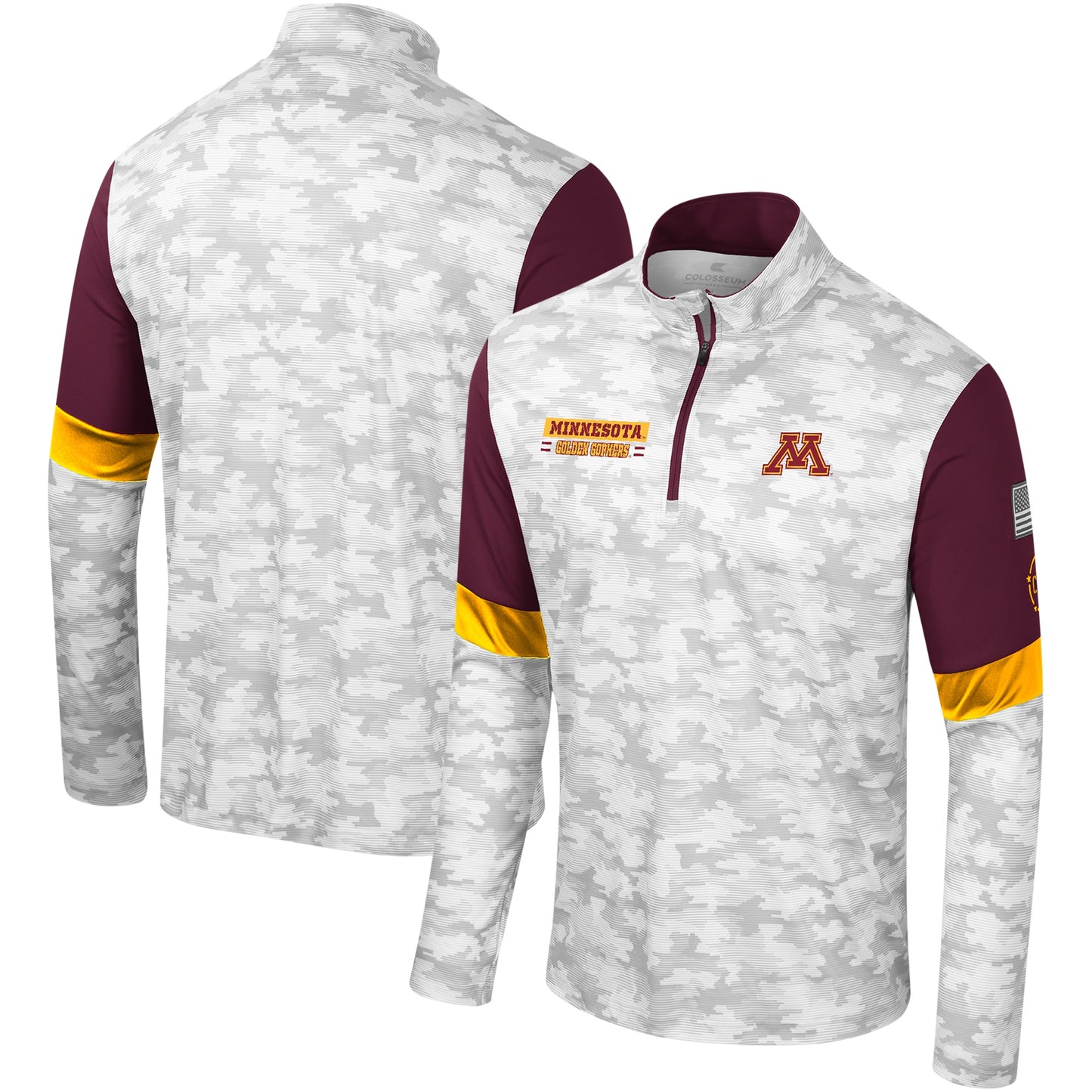 Men's Colosseum Camo Minnesota Golden Gophers OHT Military Appreciation Tomahawk Quarter-Zip Windshirt