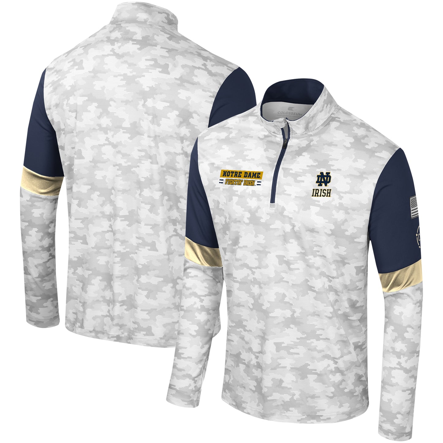 Men's Colosseum Camo Notre Dame Fighting Irish OHT Military Appreciation Tomahawk Quarter-Zip Windshirt