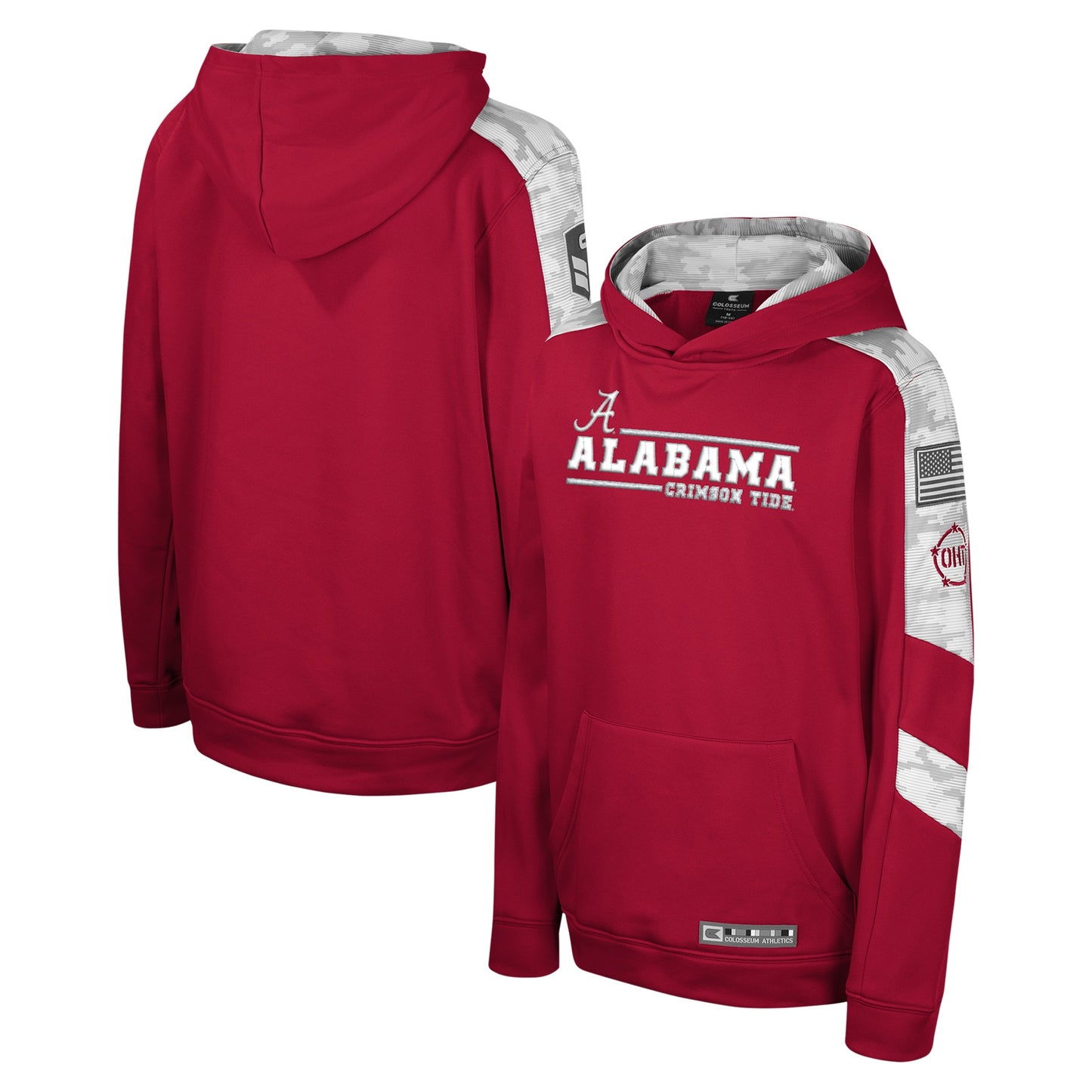Youth Colosseum Crimson Alabama Crimson Tide OHT Military Appreciation Cyclone Digital Camo Pullover Hoodie