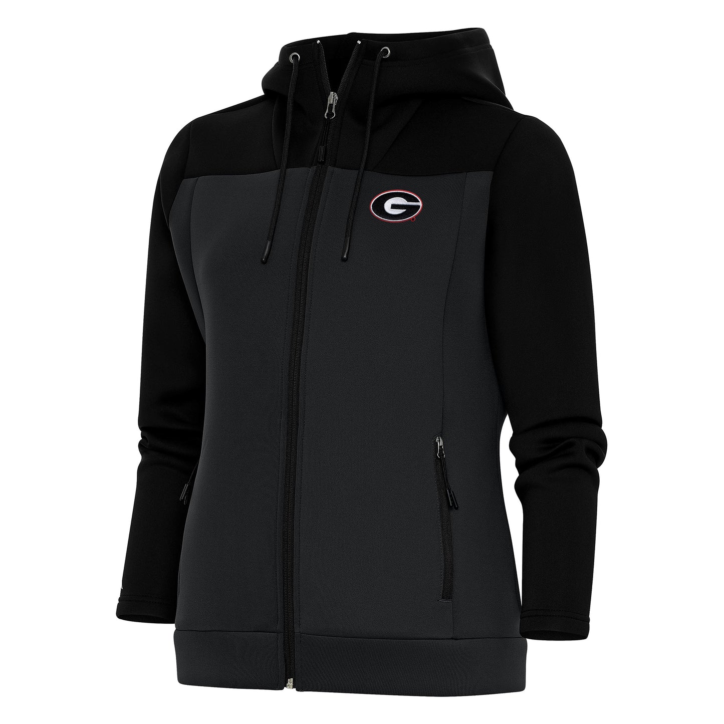 Women's Antigua Black Georgia Bulldogs Protect Full-Zip Hoodie