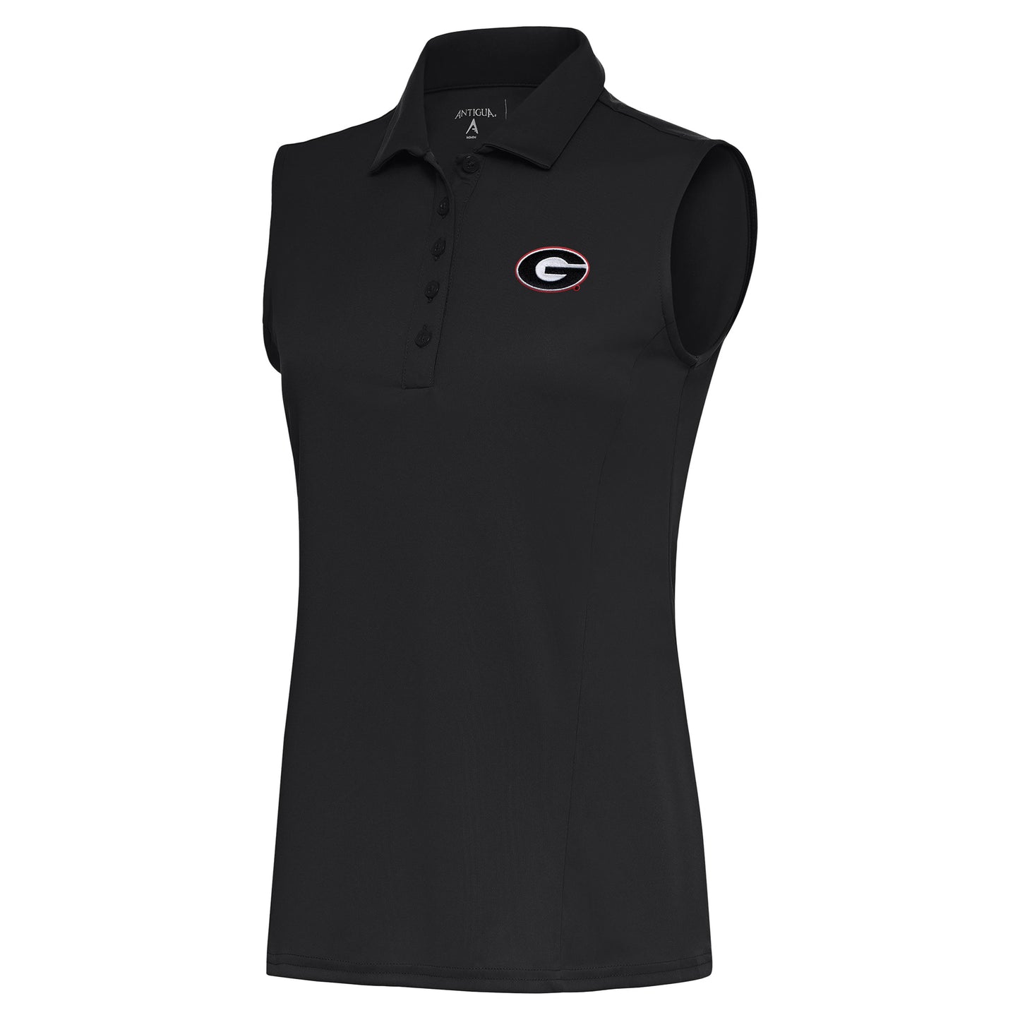 Women's Antigua Charcoal Georgia Bulldogs Tribute Sleeveless Polo