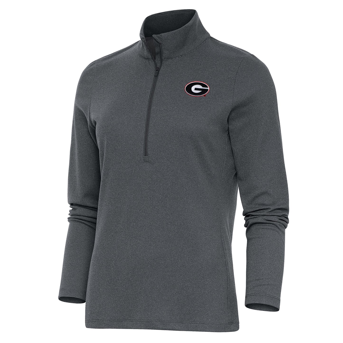 Women's Antigua Heather Charcoal Georgia Bulldogs Epic Quarter-Zip Pullover Top